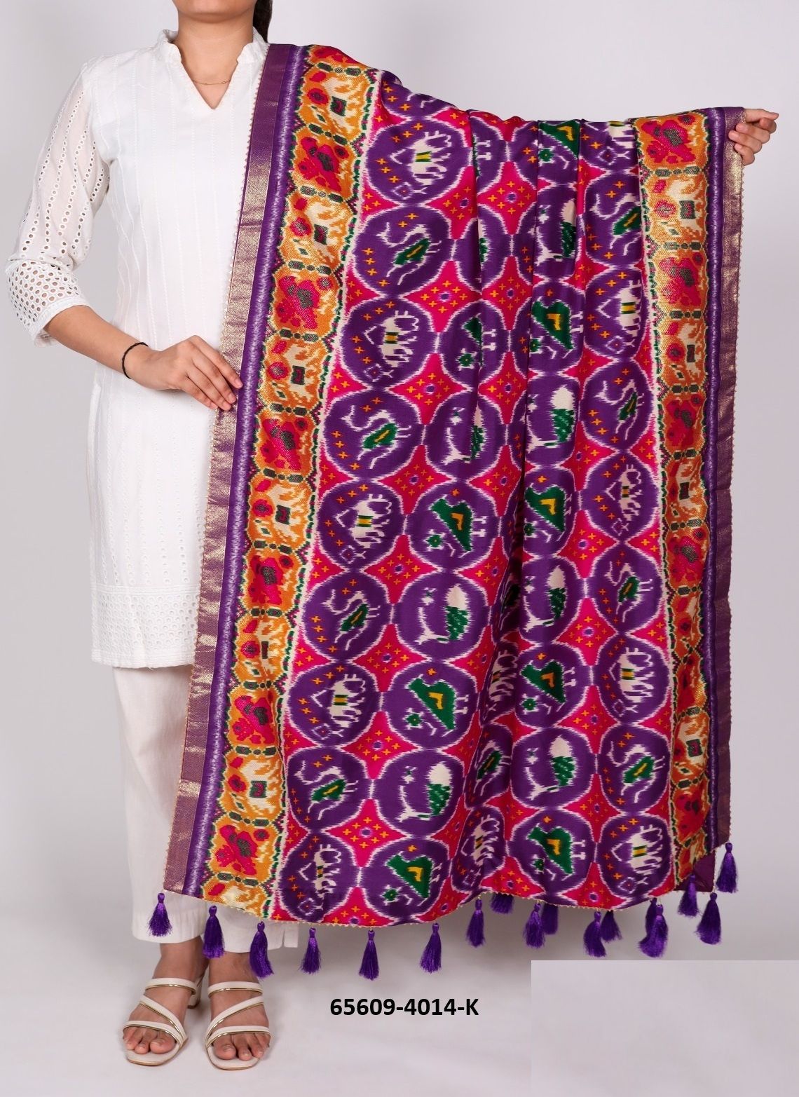 TUSSER SILK BANDHANI PATOLA - Catalog # 65609 (Set of 20 Only Dupattas) TUSSER SILK BANDHANI PATOLA - Catalog # 65609 (Set of 20 Only Dupattas)