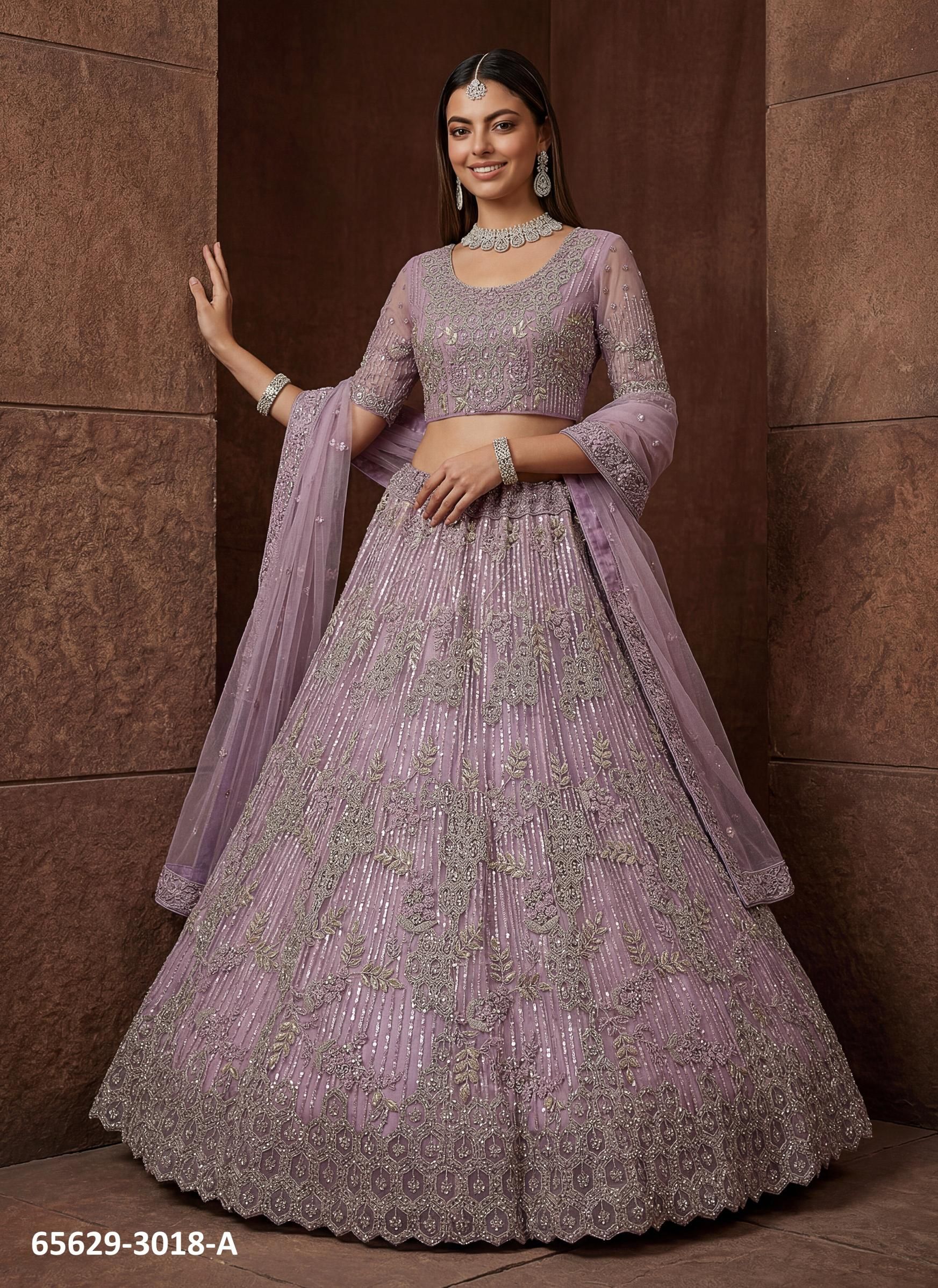 SERIES 3018 - Catalog # 65629 (Set of 4 Semi-Stitched Lehengas) SERIES 3018 - Catalog # 65629 (Set of 4 Semi-Stitched Lehengas)