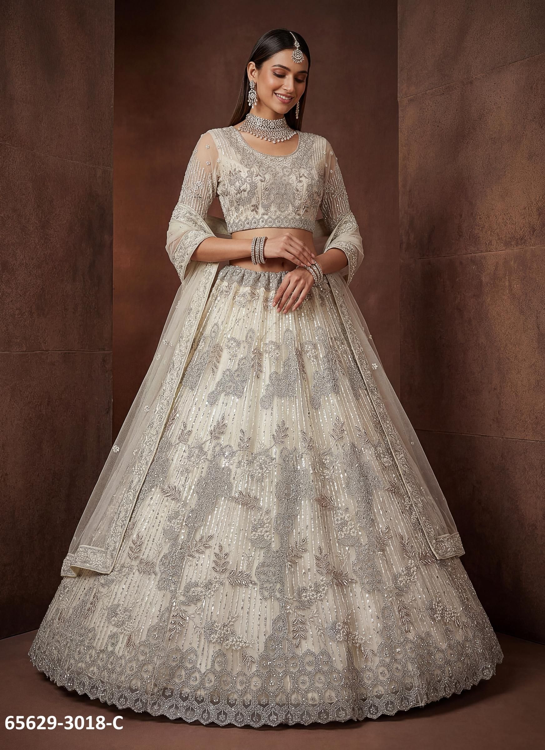 SERIES 3018 - Catalog # 65629 (Set of 4 Semi-Stitched Lehengas) SERIES 3018 - Catalog # 65629 (Set of 4 Semi-Stitched Lehengas)