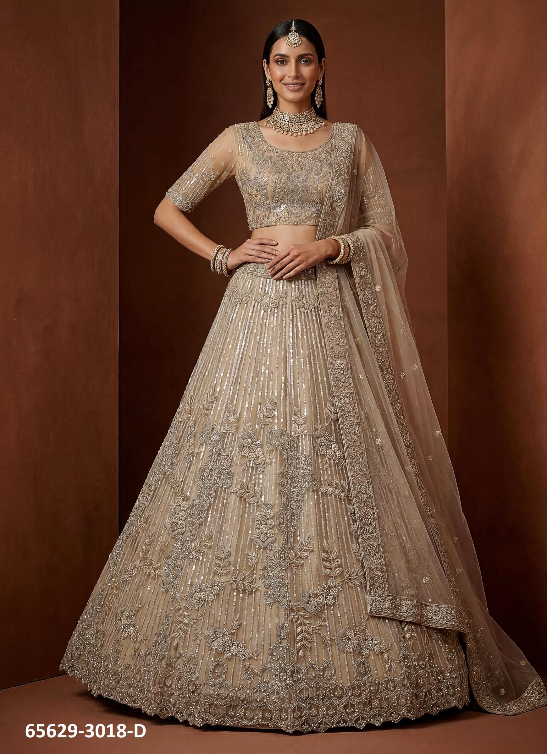SERIES 3018 - Catalog # 65629 (Set of 4 Semi-Stitched Lehengas) SERIES 3018 - Catalog # 65629 (Set of 4 Semi-Stitched Lehengas)
