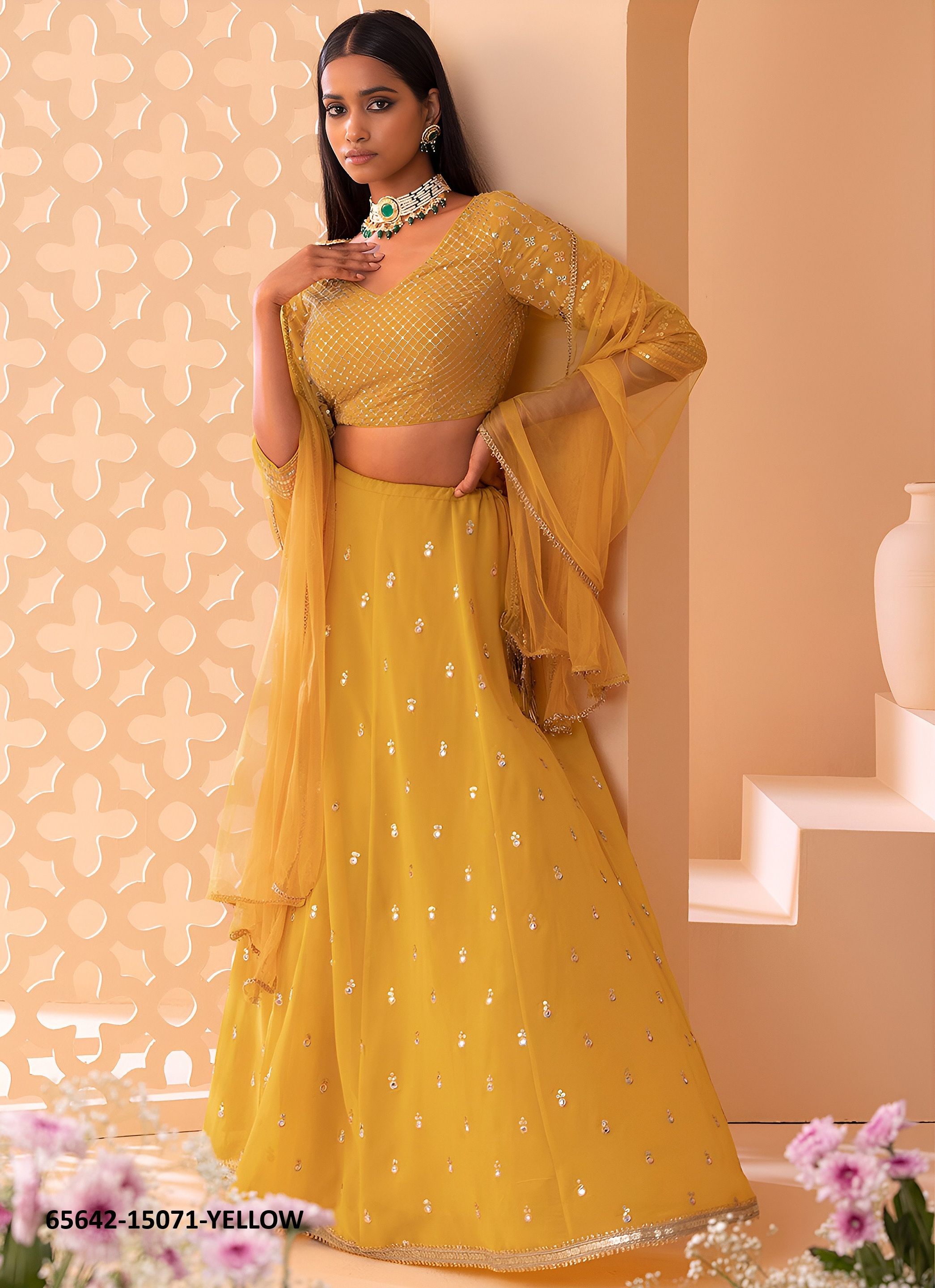VOLUME 27 - Catalog # 65642 (Set of 5 Semi-Stitched Lehengas) VOLUME 27 - Catalog # 65642 (Set of 5 Semi-Stitched Lehengas)