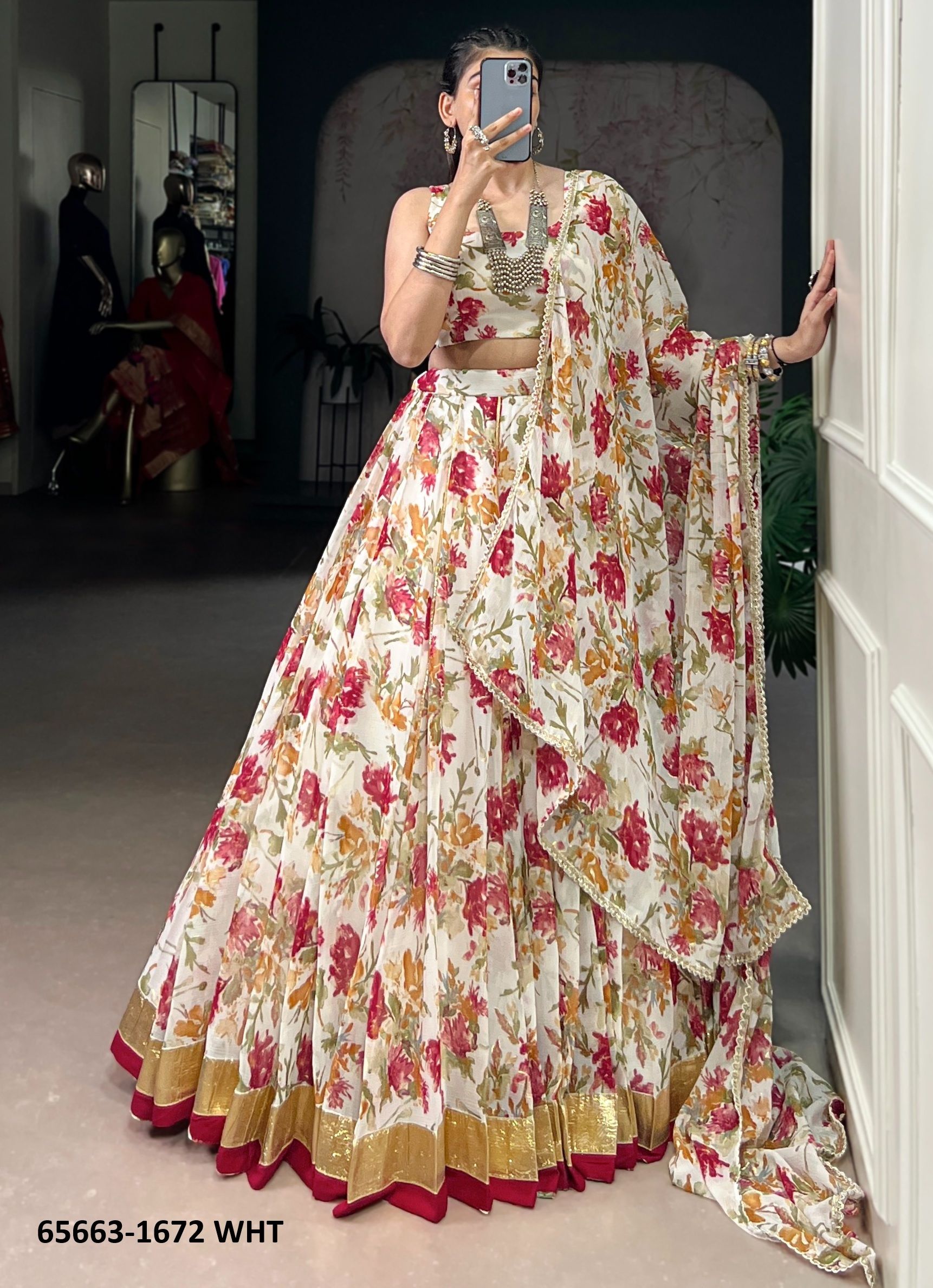 SERIES 1672 - Catalog # 65663 (Set of 4 Readymade Lehengas)