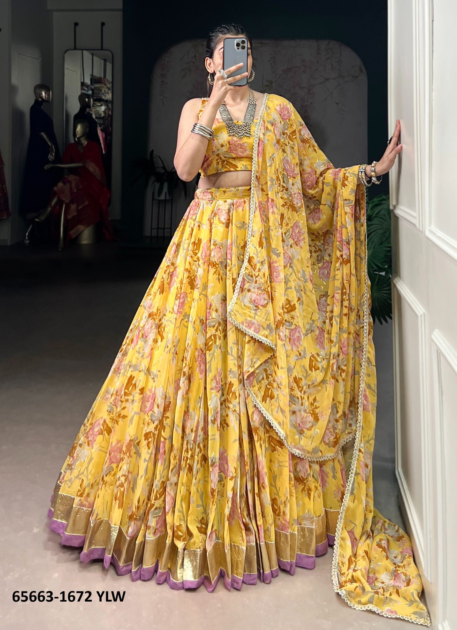 SERIES 1672 - Catalog # 65663 (Set of 4 Readymade Lehengas)