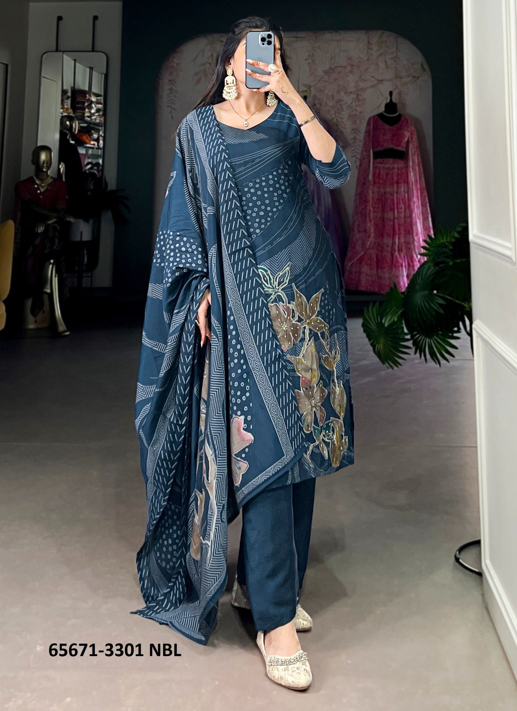 SERIES 3301 - Catalog # 65671 (Set of 3 Readymade Salwar Suits)