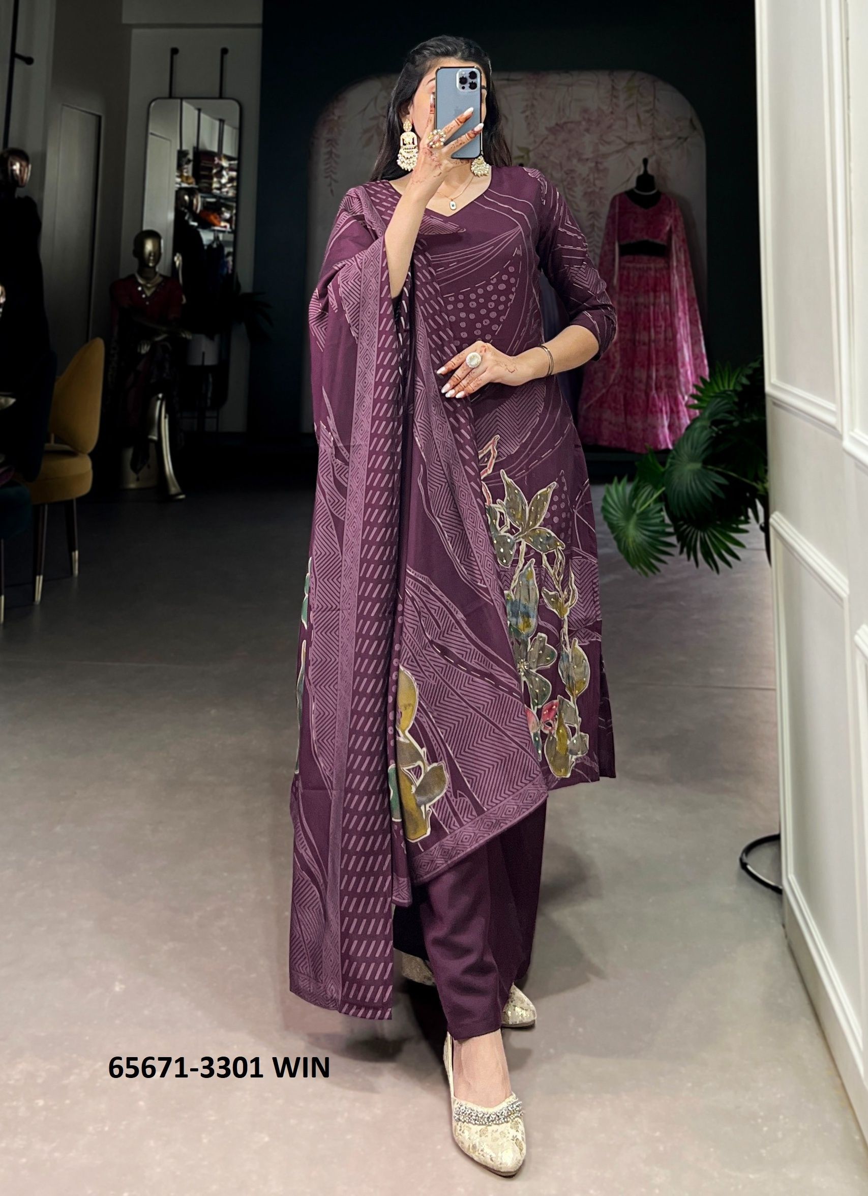 SERIES 3301 - Catalog # 65671 (Set of 3 Readymade Salwar Suits)