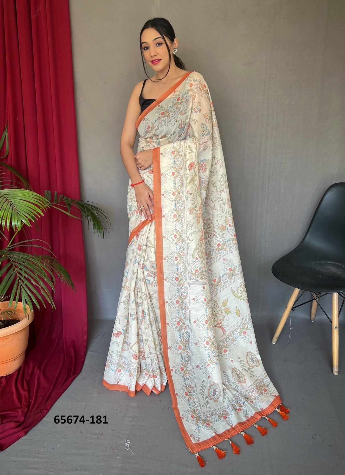 COTTON KATHA PRINT - Catalog # 65674 (Set of 5 Sarees) COTTON KATHA PRINT - Catalog # 65674 (Set of 5 Sarees)