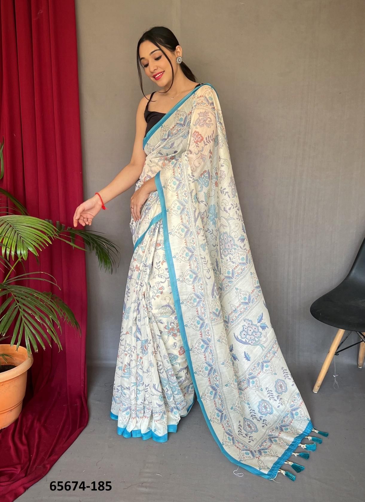 COTTON KATHA PRINT - Catalog # 65674 (Set of 5 Sarees) COTTON KATHA PRINT - Catalog # 65674 (Set of 5 Sarees)