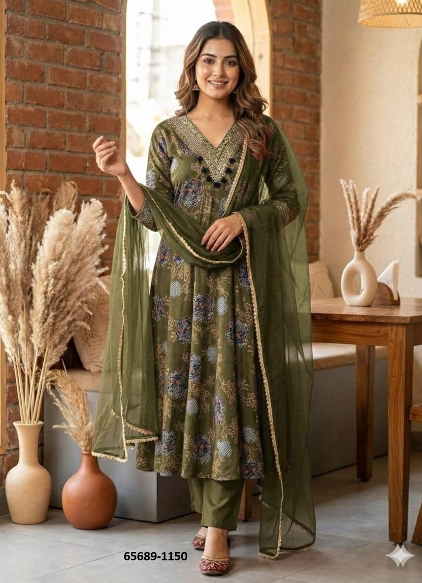PREMIUN ANARKALI - Catalog # 65689 (Set of 2 Readymade Salwar Suits)