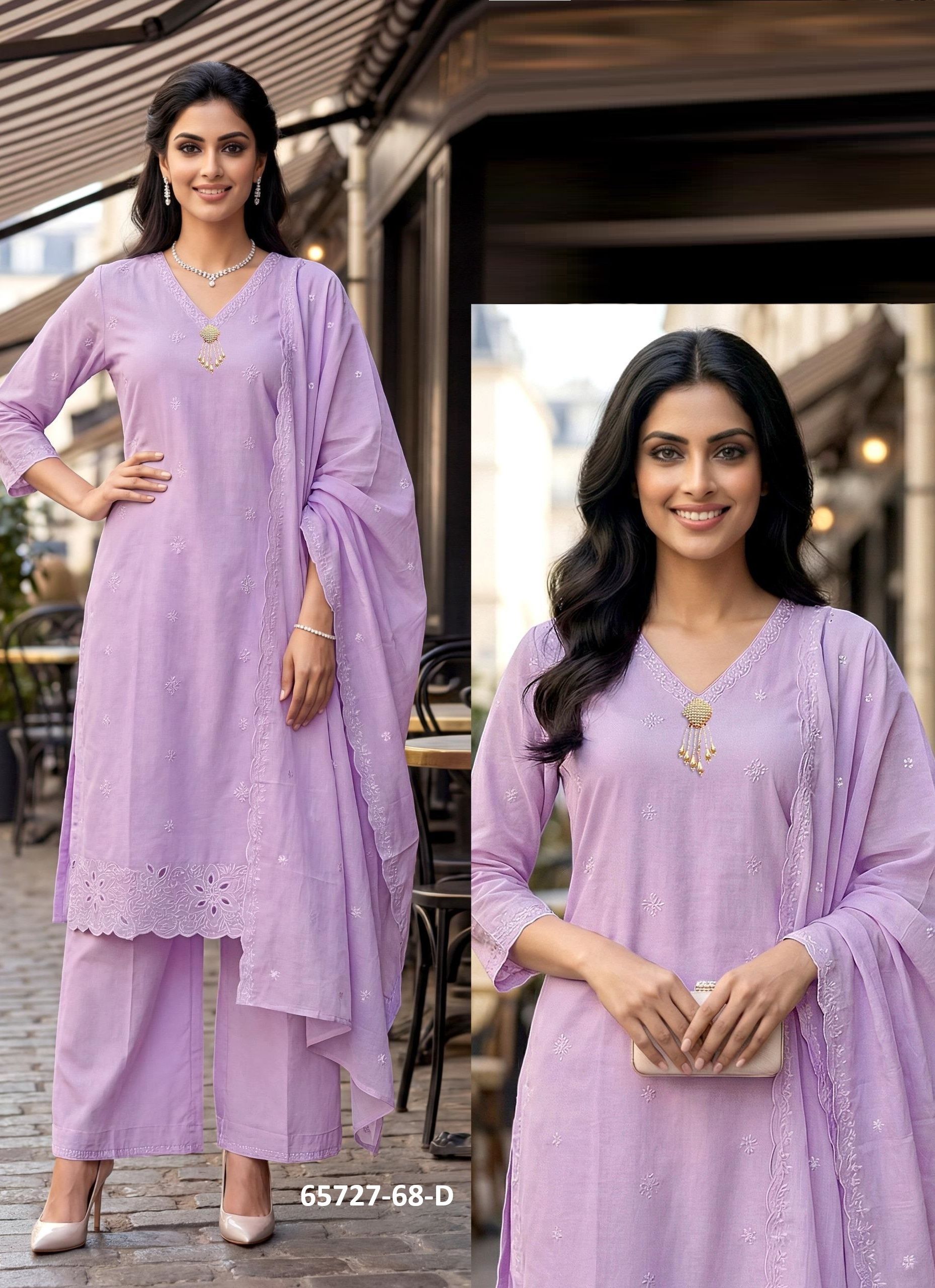 COTTON MUL-MUL SERIES P68 - Catalog # 65727 (Set of 7 SIZE-SETS [Readymade Salwar Suits])