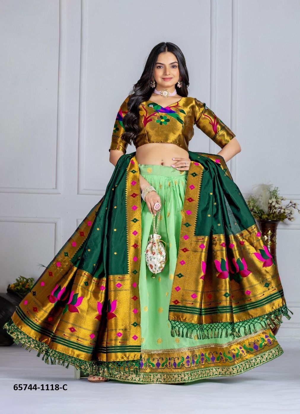 SERIES 1118 - Catalog # 65744 (Set of 3 Semi-Stitched Lehengas) SERIES 1118 - Catalog # 65744 (Set of 3 Semi-Stitched Lehengas)