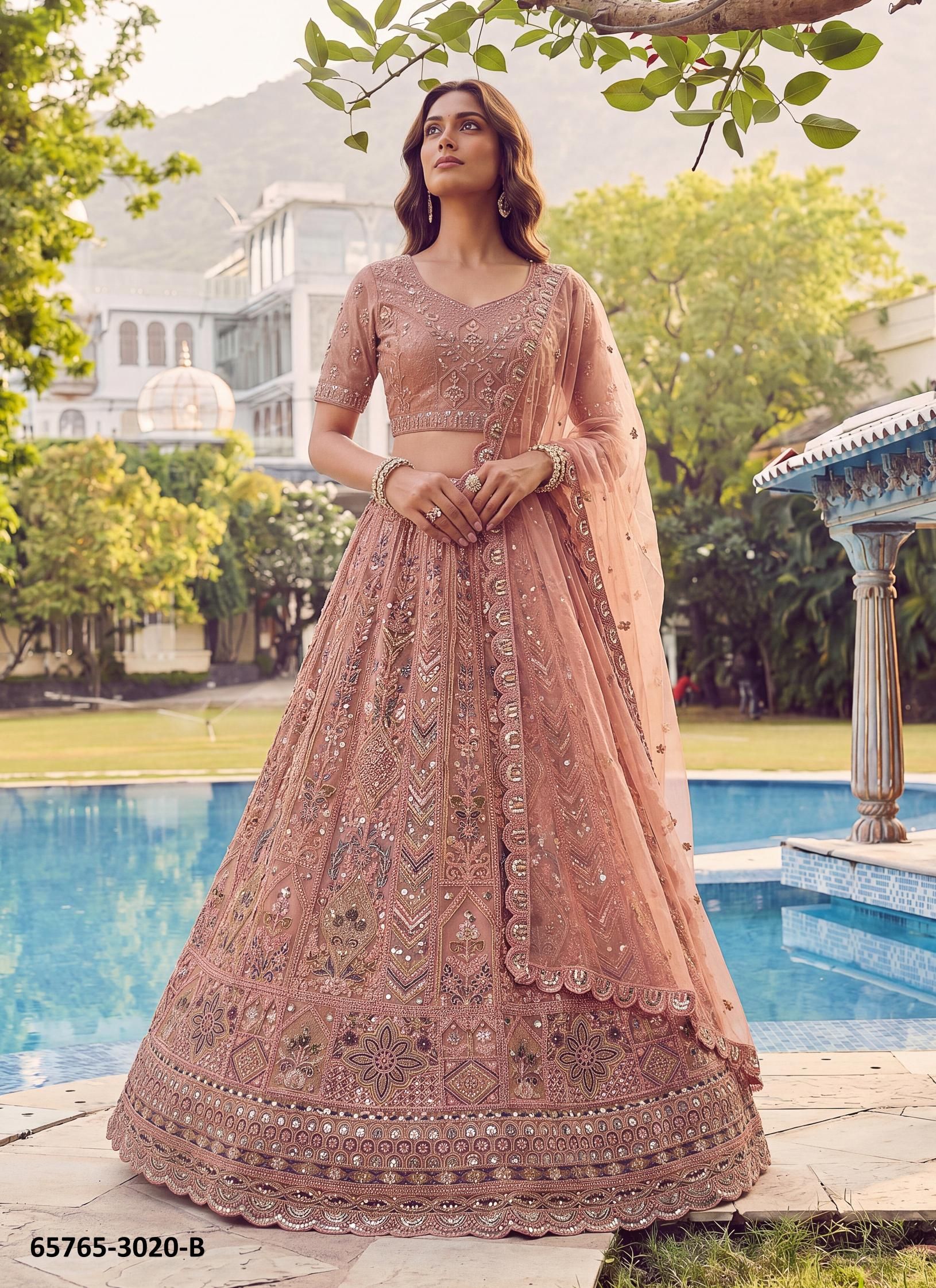 SERIES 3020 - Catalog # 65765 (Set of 4 Semi-Stitched Lehengas) SERIES 3020 - Catalog # 65765 (Set of 4 Semi-Stitched Lehengas)