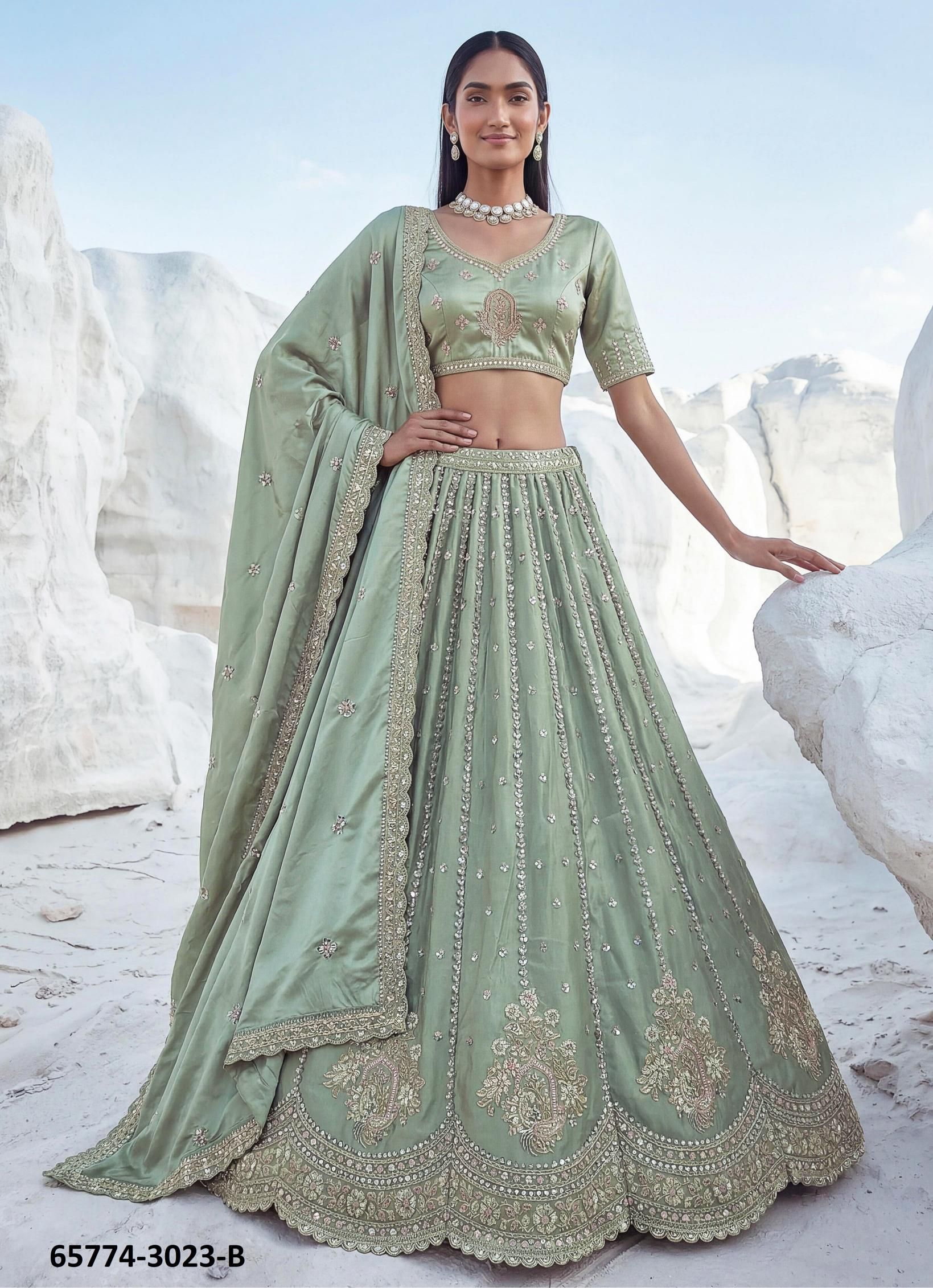SERIES 3023 - Catalog # 65774 (Set of 6 Semi-Stitched Lehengas) SERIES 3023 - Catalog # 65774 (Set of 6 Semi-Stitched Lehengas)
