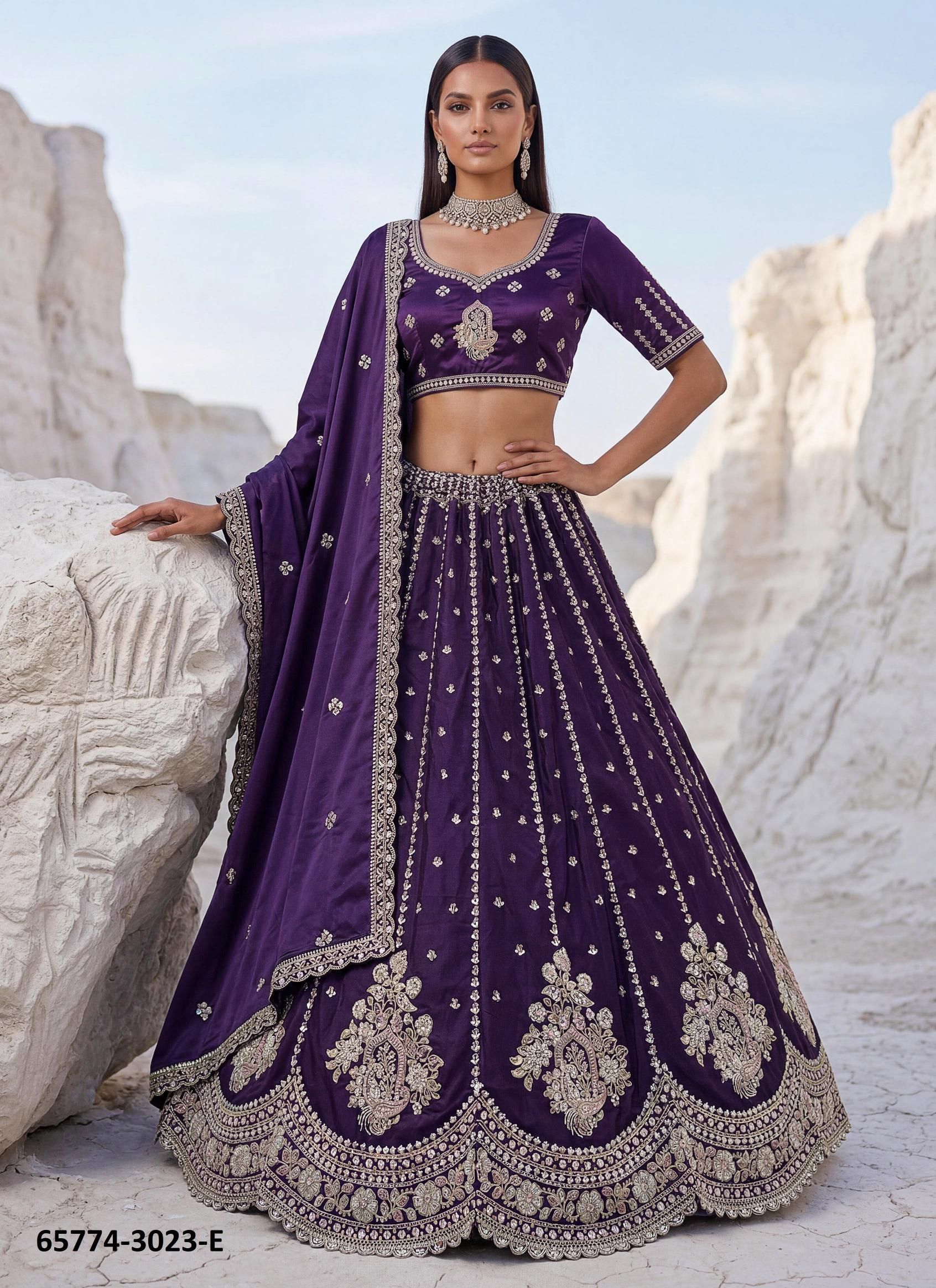SERIES 3023 - Catalog # 65774 (Set of 6 Semi-Stitched Lehengas) SERIES 3023 - Catalog # 65774 (Set of 6 Semi-Stitched Lehengas)