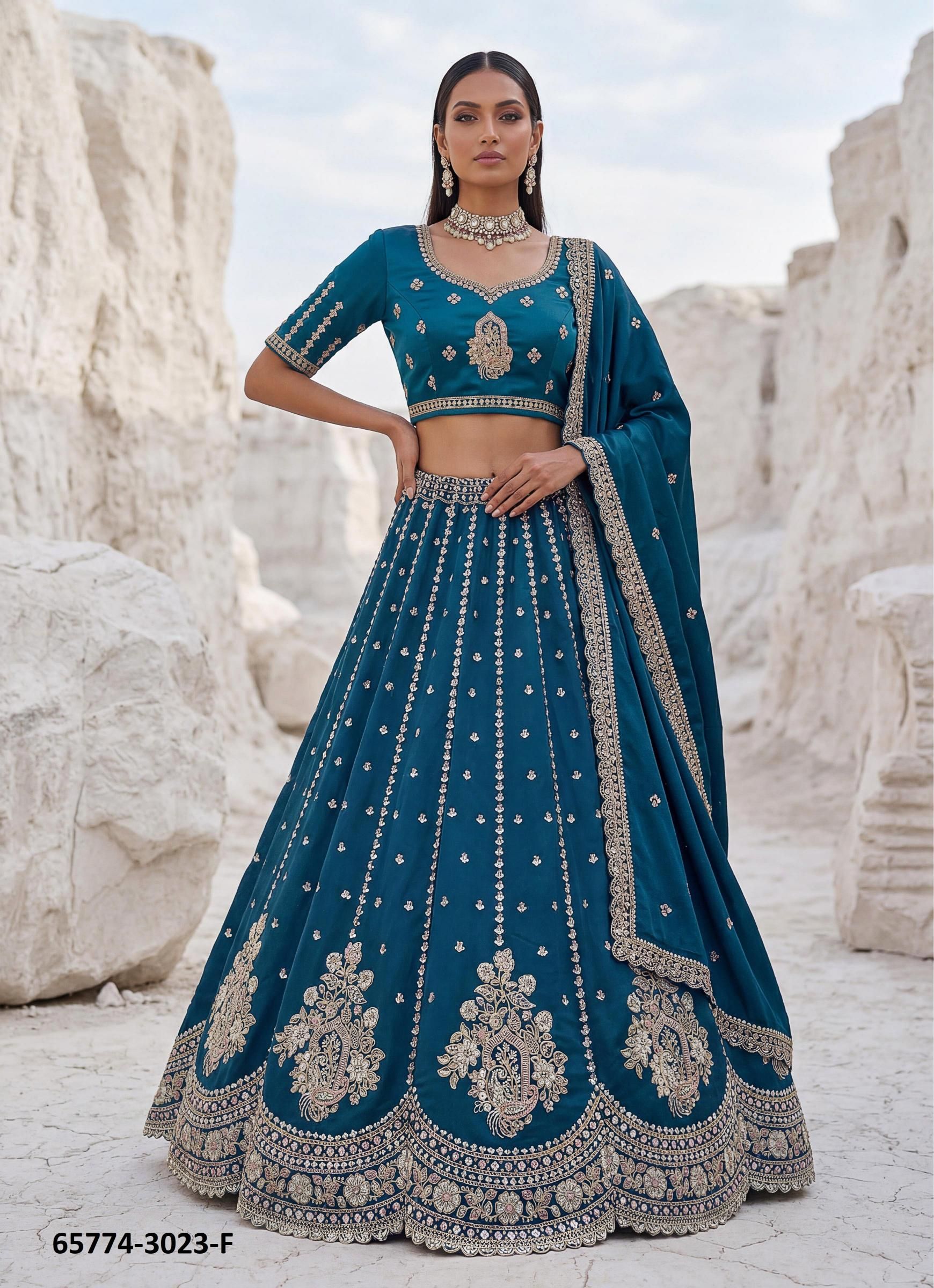 SERIES 3023 - Catalog # 65774 (Set of 6 Semi-Stitched Lehengas) SERIES 3023 - Catalog # 65774 (Set of 6 Semi-Stitched Lehengas)