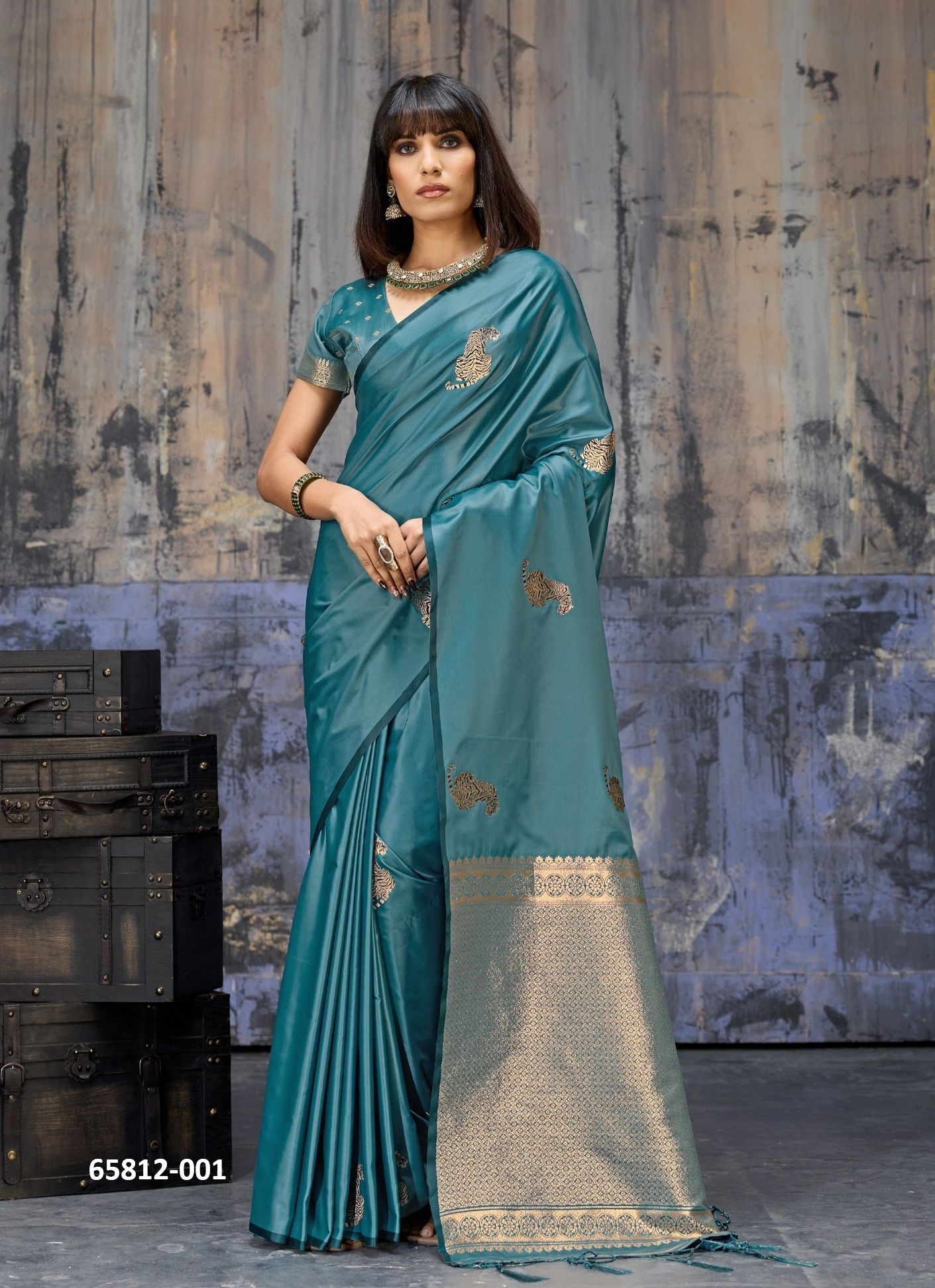 KANTHKALA TIGER - Catalog # 65812 (Set of 5 Sarees) KANTHKALA TIGER - Catalog # 65812 (Set of 5 Sarees)