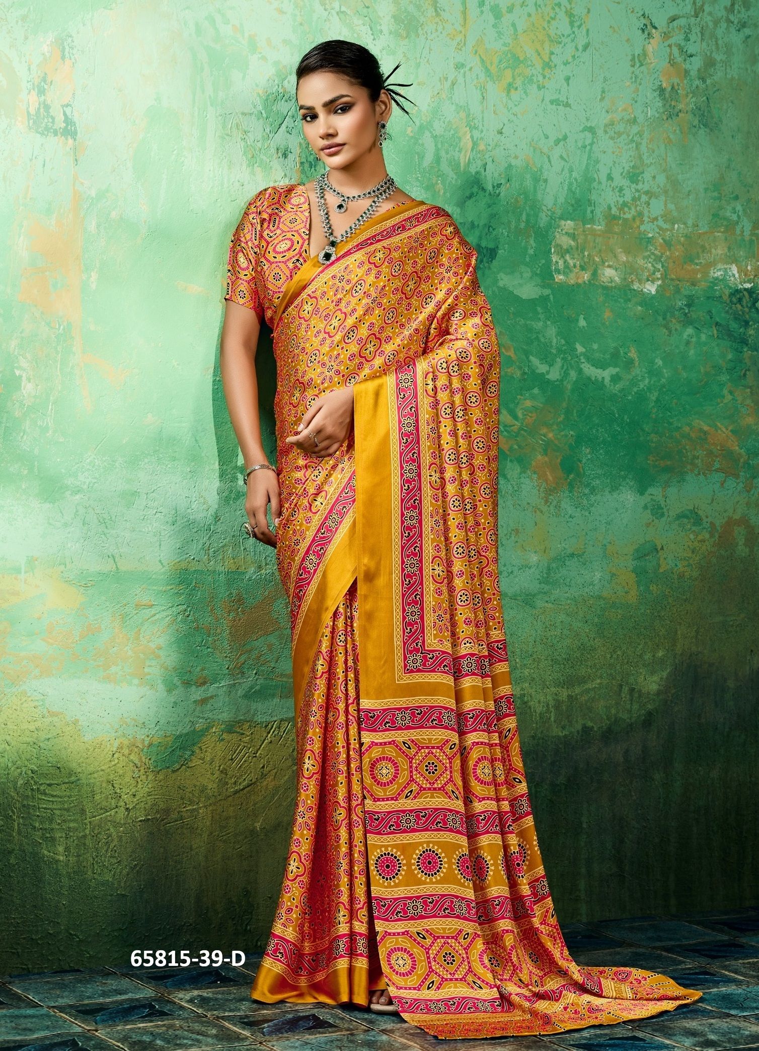 PURE AJRAKH 39 - Catalog # 65815 (Set of 6 Sarees)