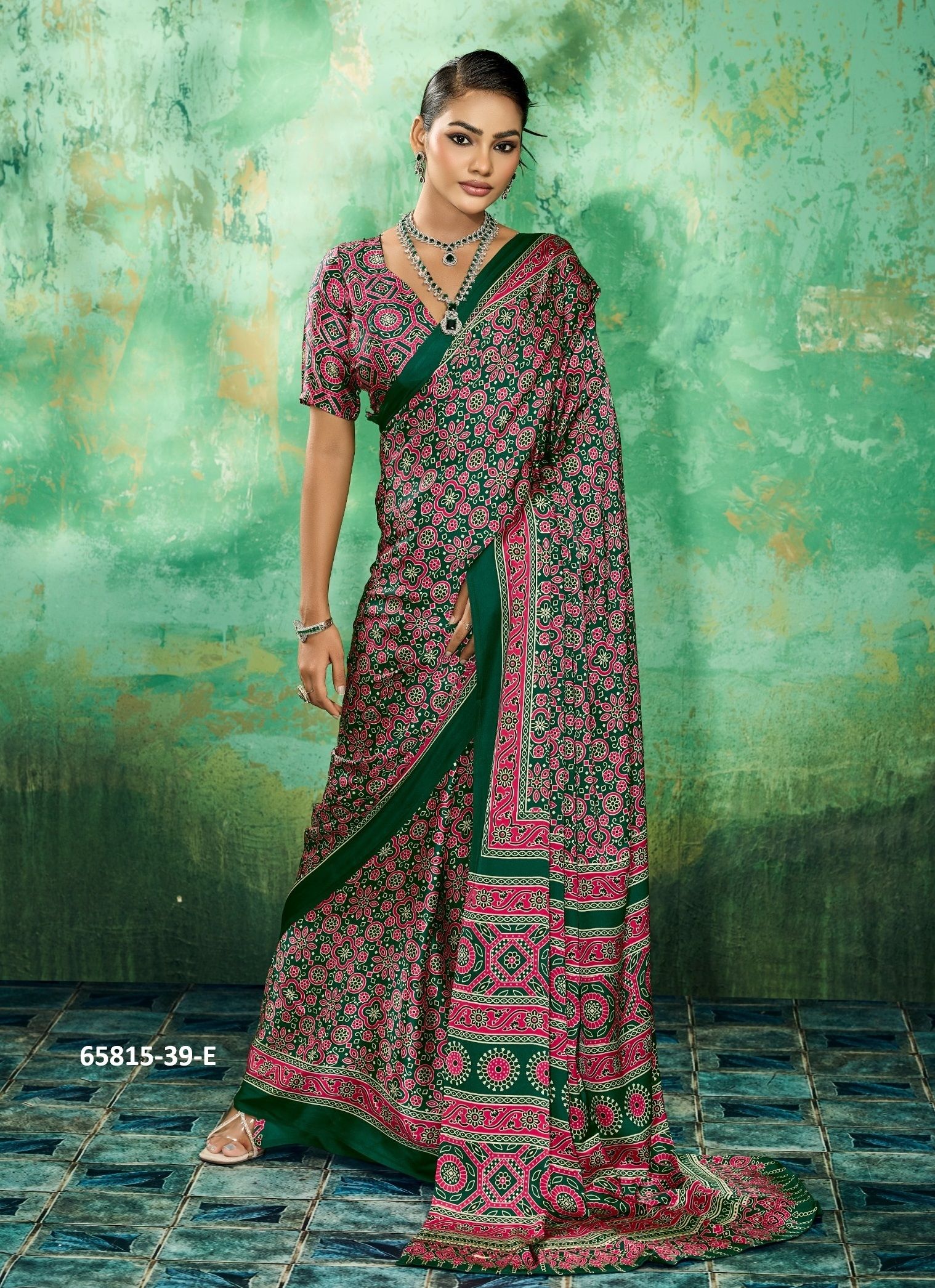 PURE AJRAKH 39 - Catalog # 65815 (Set of 6 Sarees)
