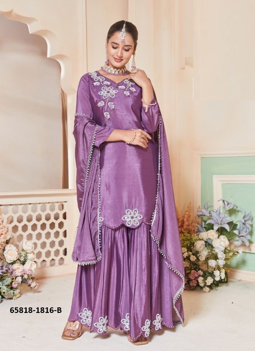 PARI SHARARA - Catalog # 65818 (Set of 4 SIZE-SETS [Readymade Salwar Suits])