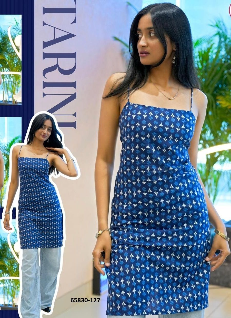 SLEEVELESS SPAGHETTI JAIPURI PRINTS - Catalog # 65830 (Set of 8 Readymade Women's Kurtis / Tops) SLEEVELESS SPAGHETTI JAIPURI PRINTS - Catalog # 65830 (Set of 8 Readymade Women's Kurtis / Tops)