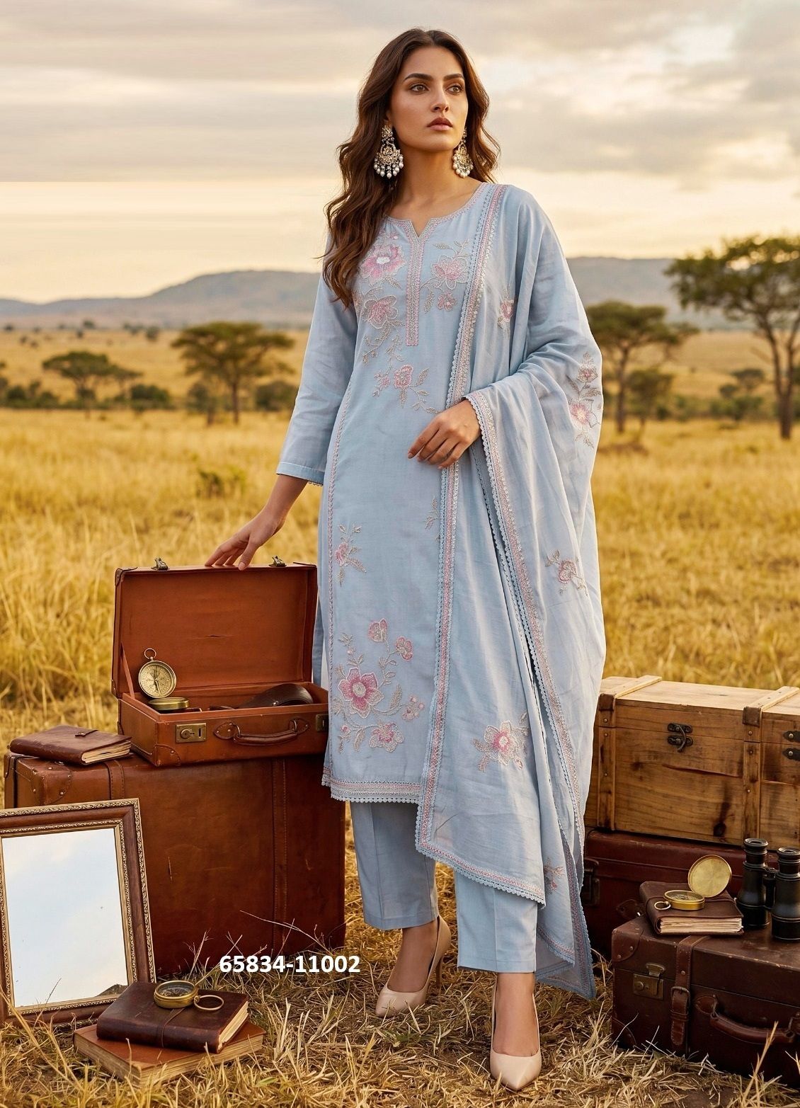 MISHTI - Catalog # 65834 (Set of 4 Semi-Stitched / Un-Stitched Suits)
