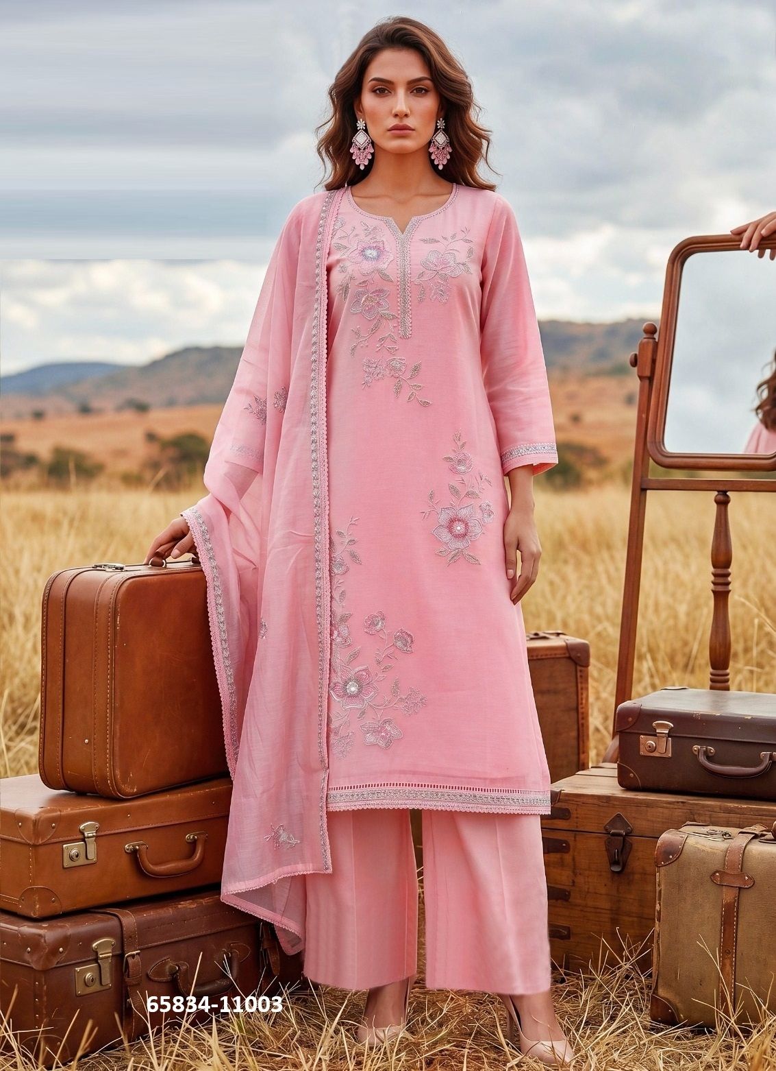 MISHTI - Catalog # 65834 (Set of 4 Semi-Stitched / Un-Stitched Suits)
