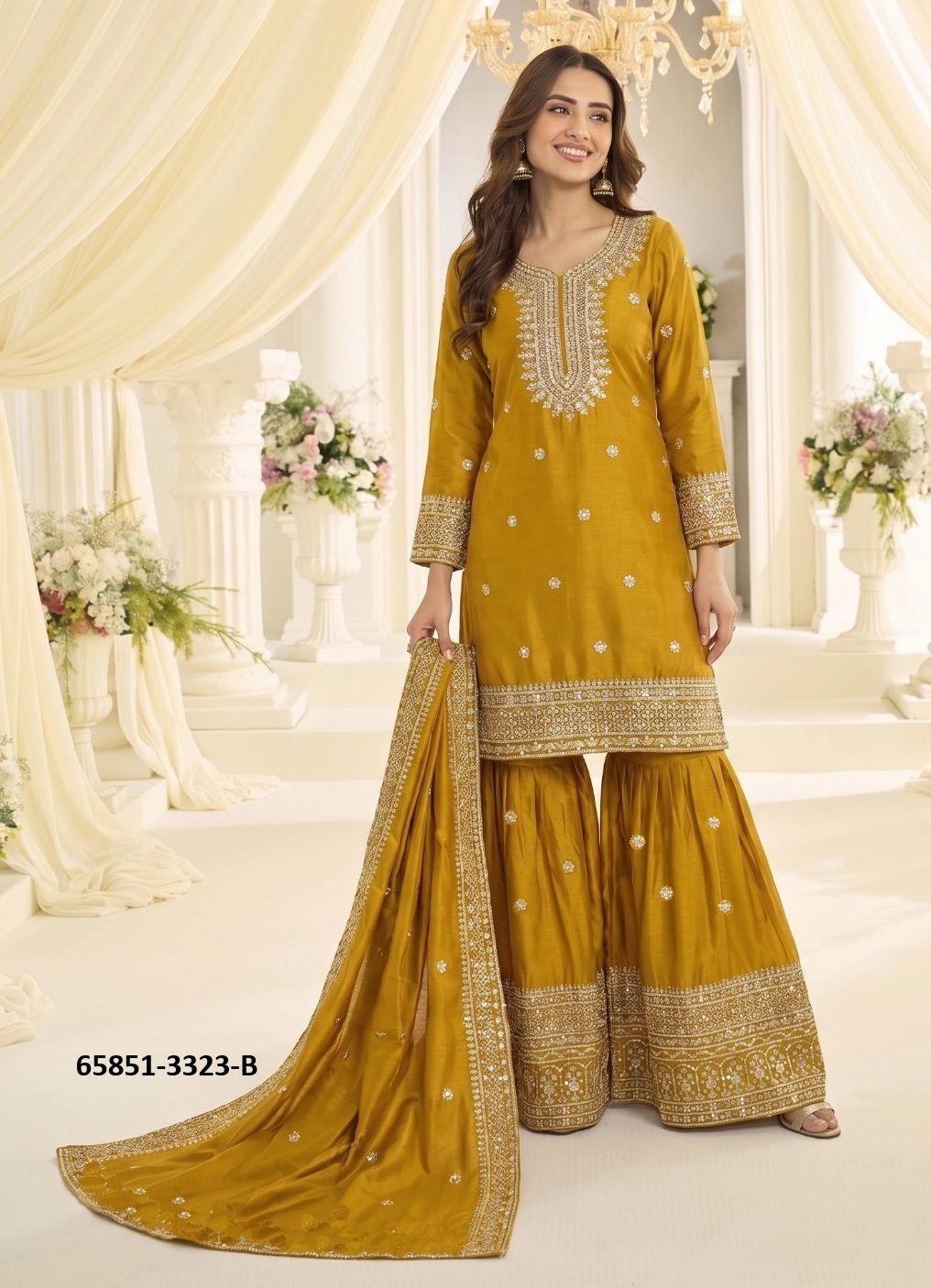 SERIES 3323 - Catalog # 65851 (Set of 3 Readymade Salwar Suits) SERIES 3323 - Catalog # 65851 (Set of 3 Readymade Salwar Suits)