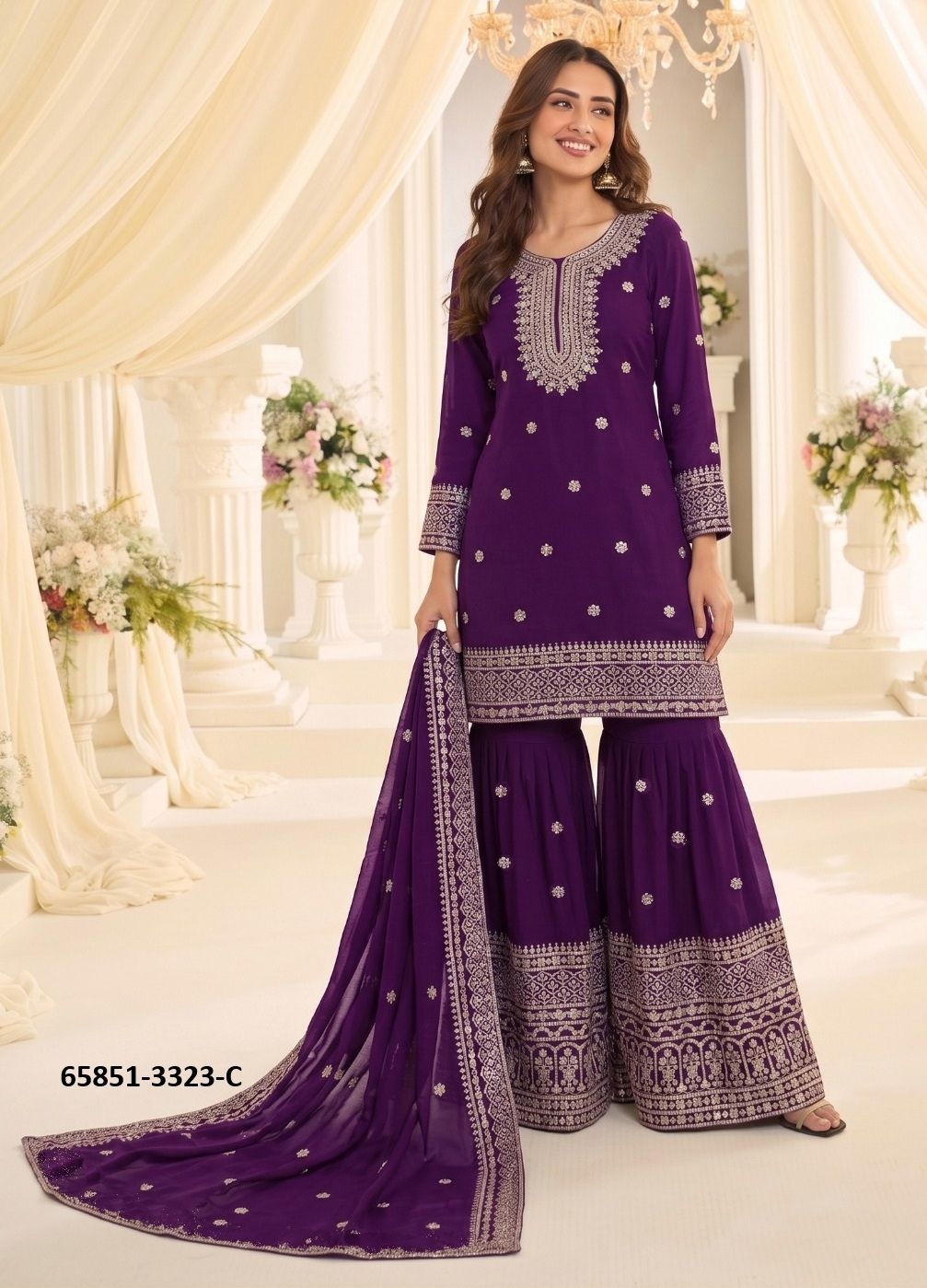 SERIES 3323 - Catalog # 65851 (Set of 3 Readymade Salwar Suits) SERIES 3323 - Catalog # 65851 (Set of 3 Readymade Salwar Suits)