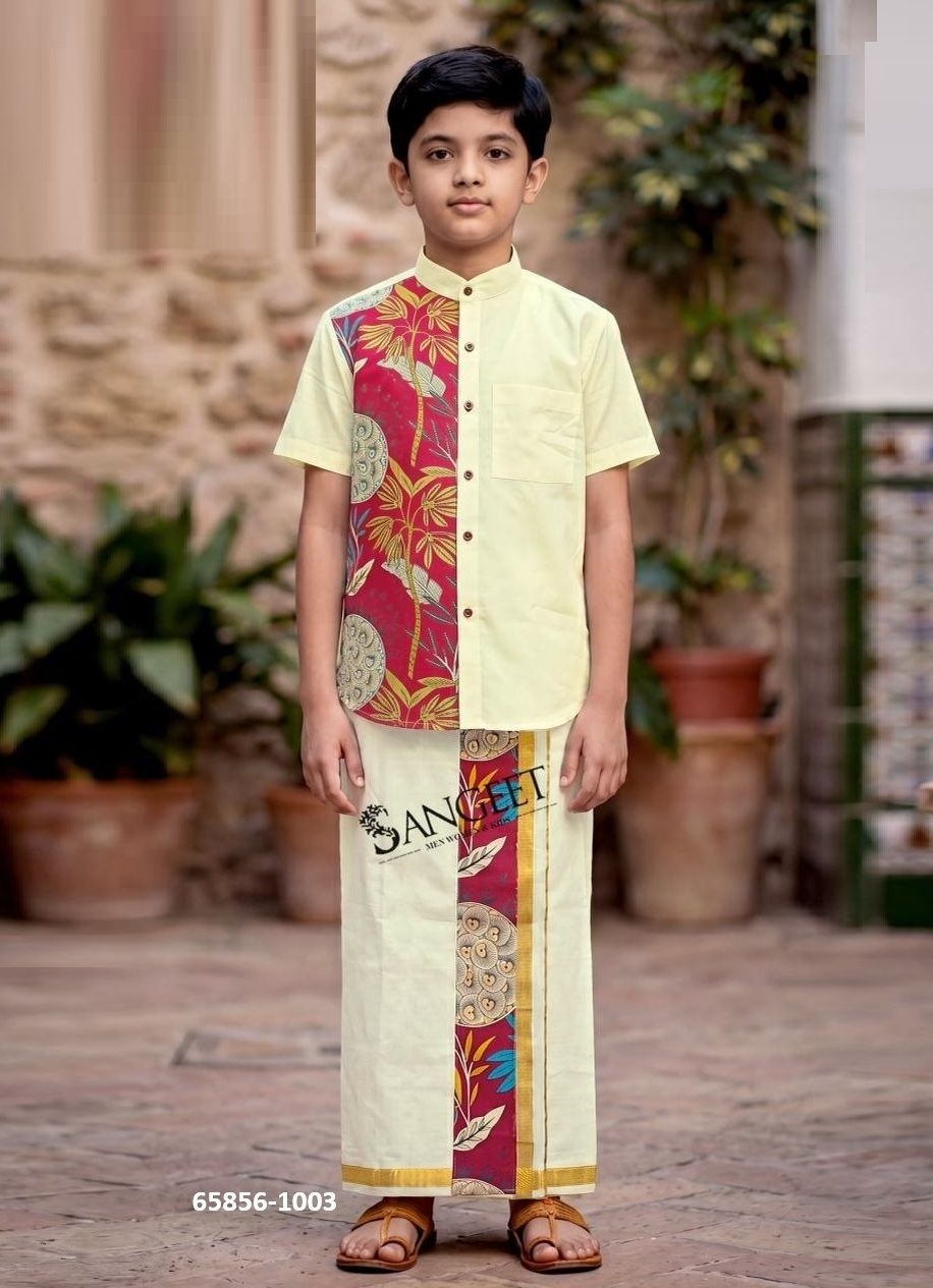 KUTTY RAJA 2 [KIDS SHIRT WITH VESTI] - Catalog # 65856 (Set of 4 Men's Ethnic Wear)