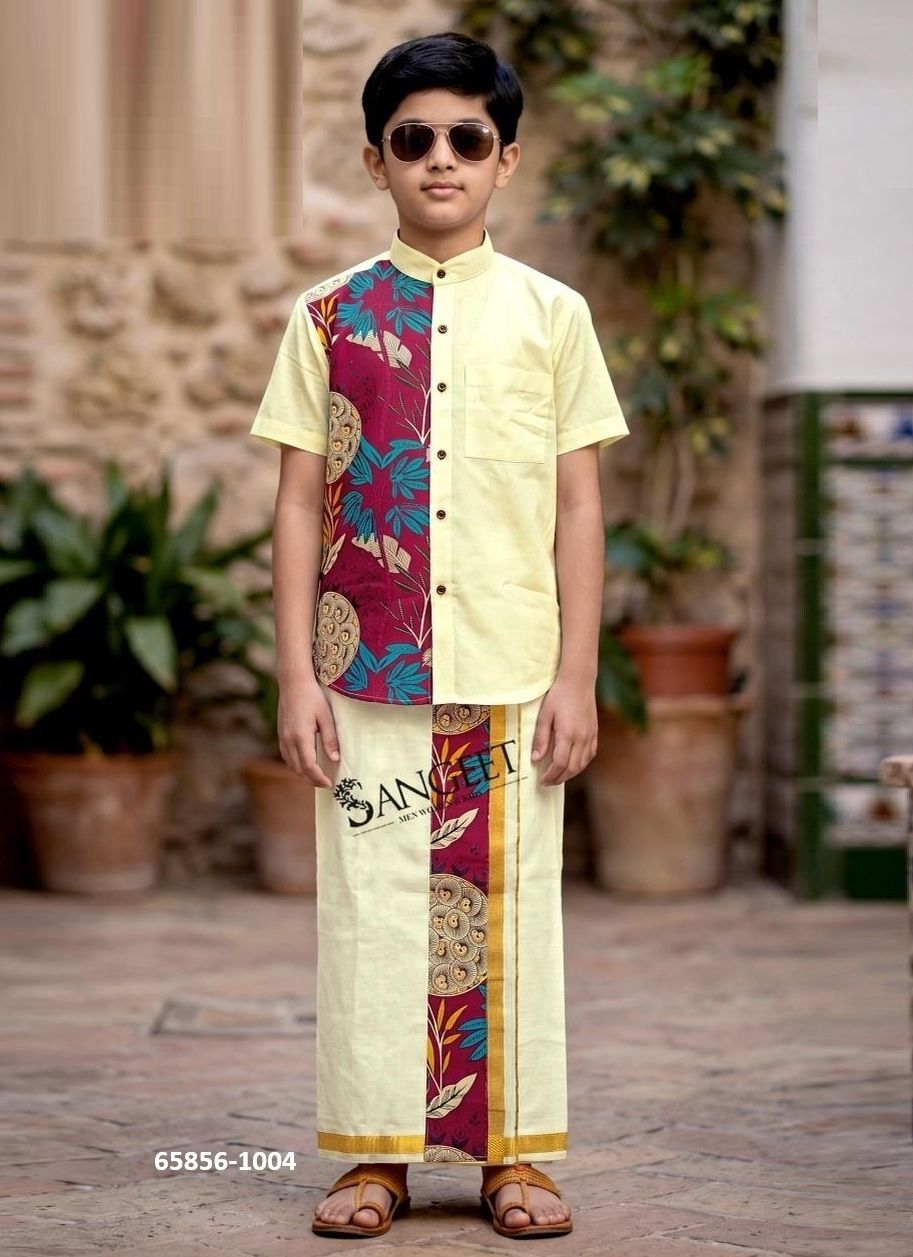 KUTTY RAJA 2 [KIDS SHIRT WITH VESTI] - Catalog # 65856 (Set of 4 Men's Ethnic Wear)
