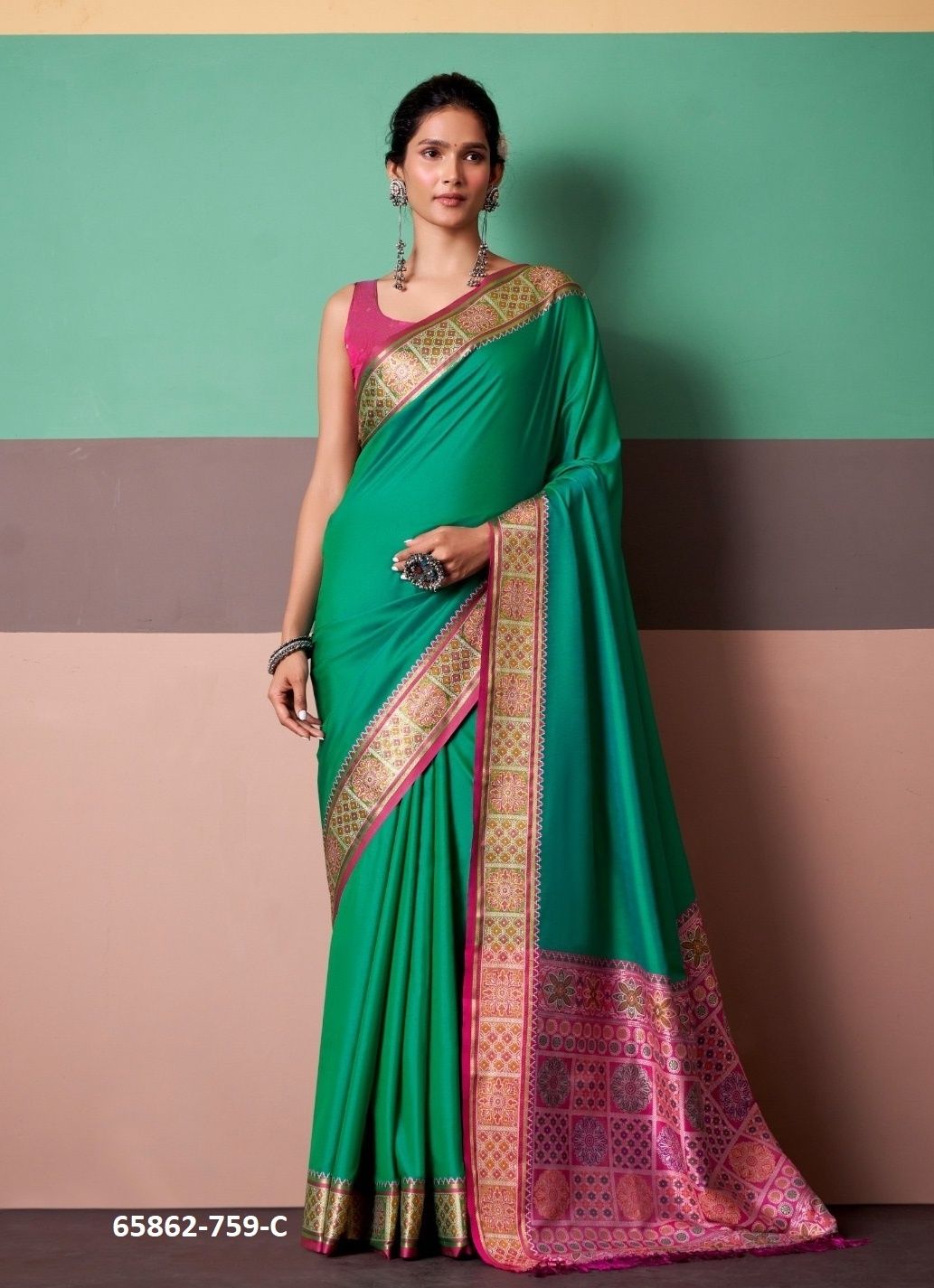 VRINDAVAN SILK 3 - Catalog # 65862 (Set of 6 Sarees)