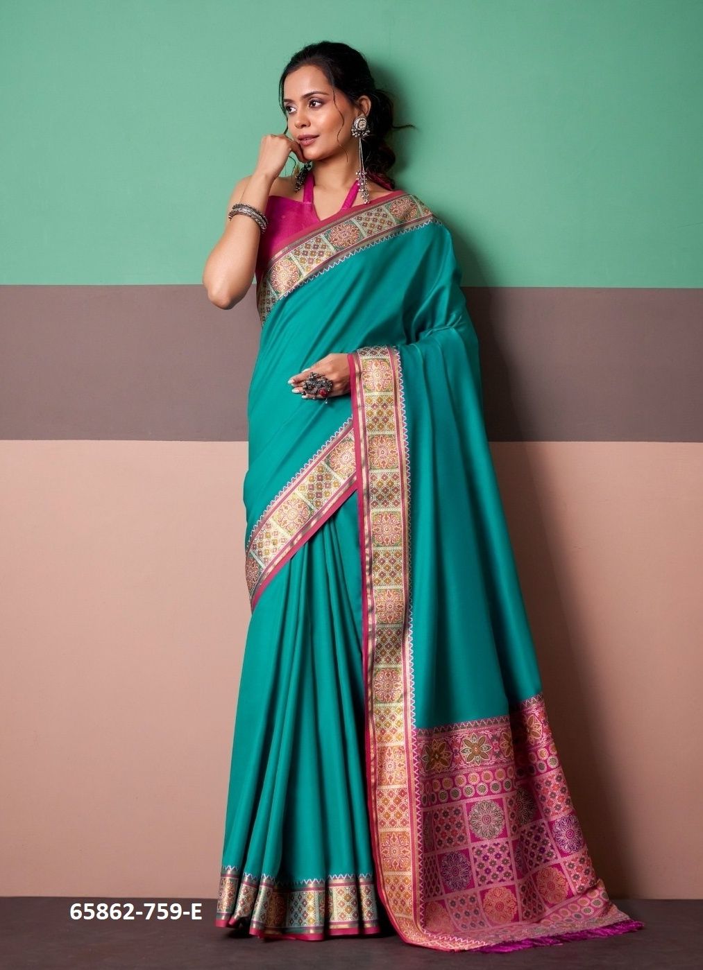 VRINDAVAN SILK 3 - Catalog # 65862 (Set of 6 Sarees)