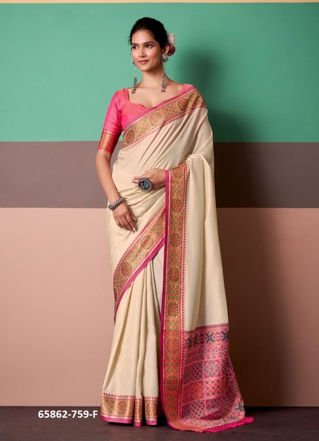 VRINDAVAN SILK 3 - Catalog # 65862 (Set of 6 Sarees)