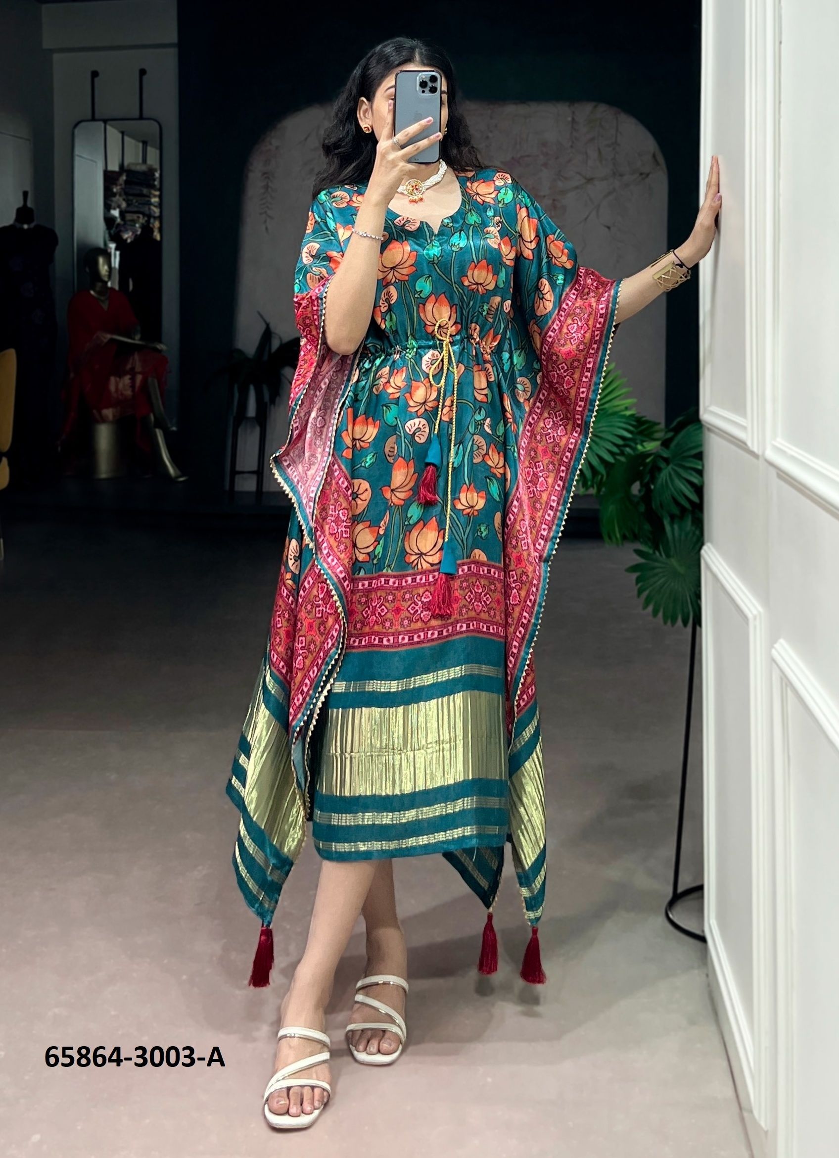 PURE GAJJI SILK KAFTANS - Catalog # 65864 (Set of 8 Kaftans / Ponchos) PURE GAJJI SILK KAFTANS - Catalog # 65864 (Set of 8 Kaftans / Ponchos)