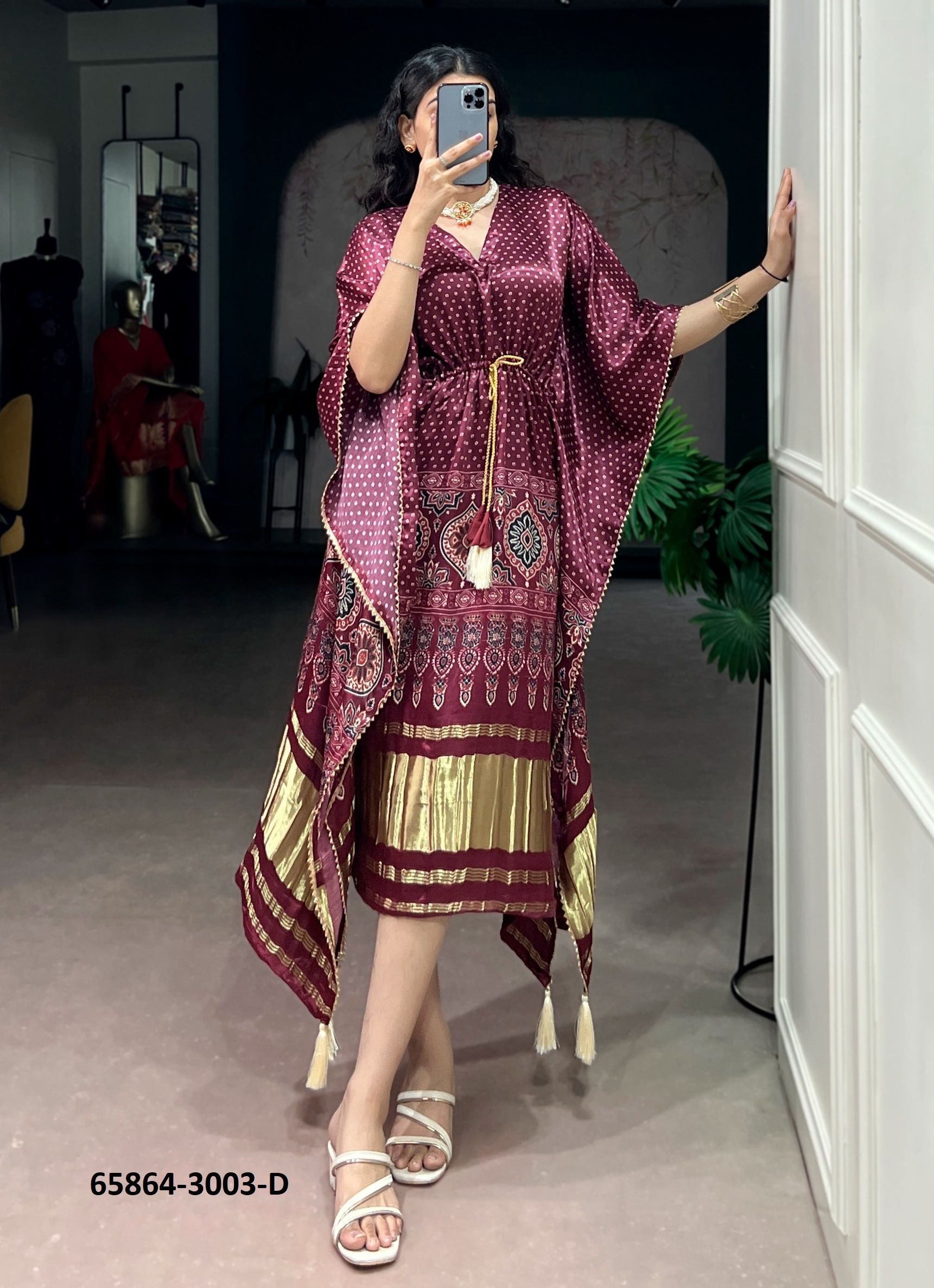 PURE GAJJI SILK KAFTANS - Catalog # 65864 (Set of 8 Kaftans / Ponchos) PURE GAJJI SILK KAFTANS - Catalog # 65864 (Set of 8 Kaftans / Ponchos)