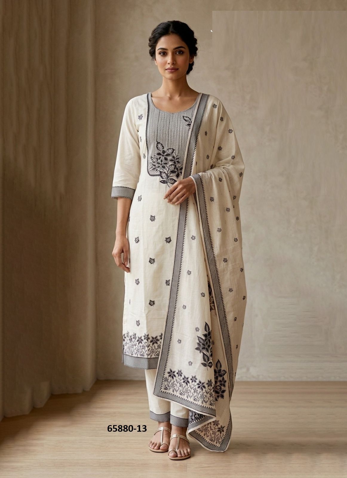 COTTON JACQUARD 5 - Catalog # 65880 (Set of 4 SIZE-SETS [Readymade Salwar Suits])
