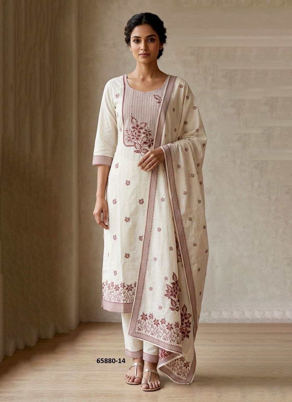COTTON JACQUARD 5 - Catalog # 65880 (Set of 4 SIZE-SETS [Readymade Salwar Suits])