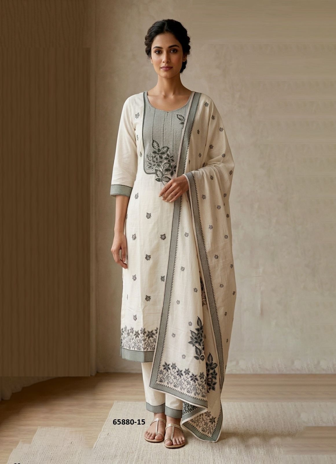 COTTON JACQUARD 5 - Catalog # 65880 (Set of 4 SIZE-SETS [Readymade Salwar Suits])