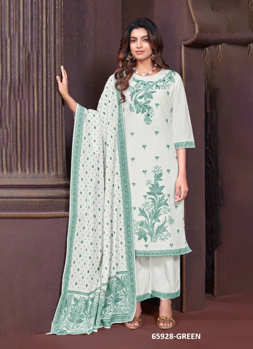 COTTON JACQUARD 1 - Catalog # 65928 (Set of 4 SIZE-SETS [Readymade Salwar Suits])