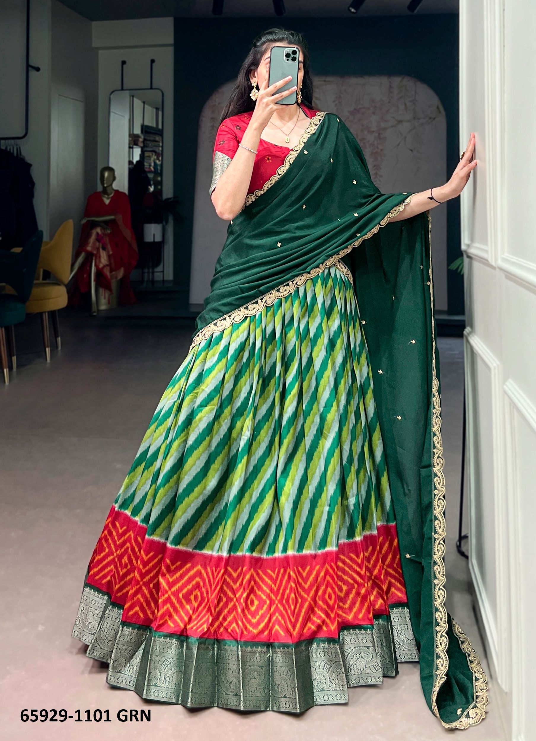 SERIES 1101 - Catalog # 65929 (Set of 4 Semi-Stitched Lehengas) SERIES 1101 - Catalog # 65929 (Set of 4 Semi-Stitched Lehengas)