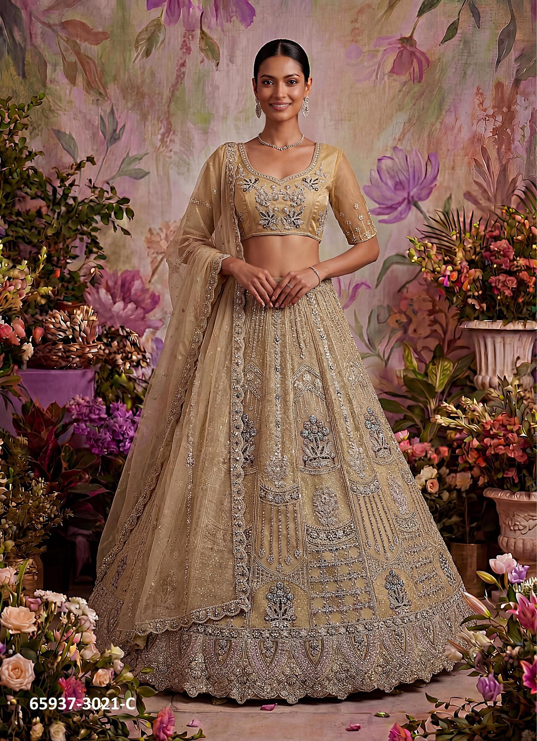 SERIES 3021 - Catalog # 65937 (Set of 4 Semi-Stitched Lehengas)