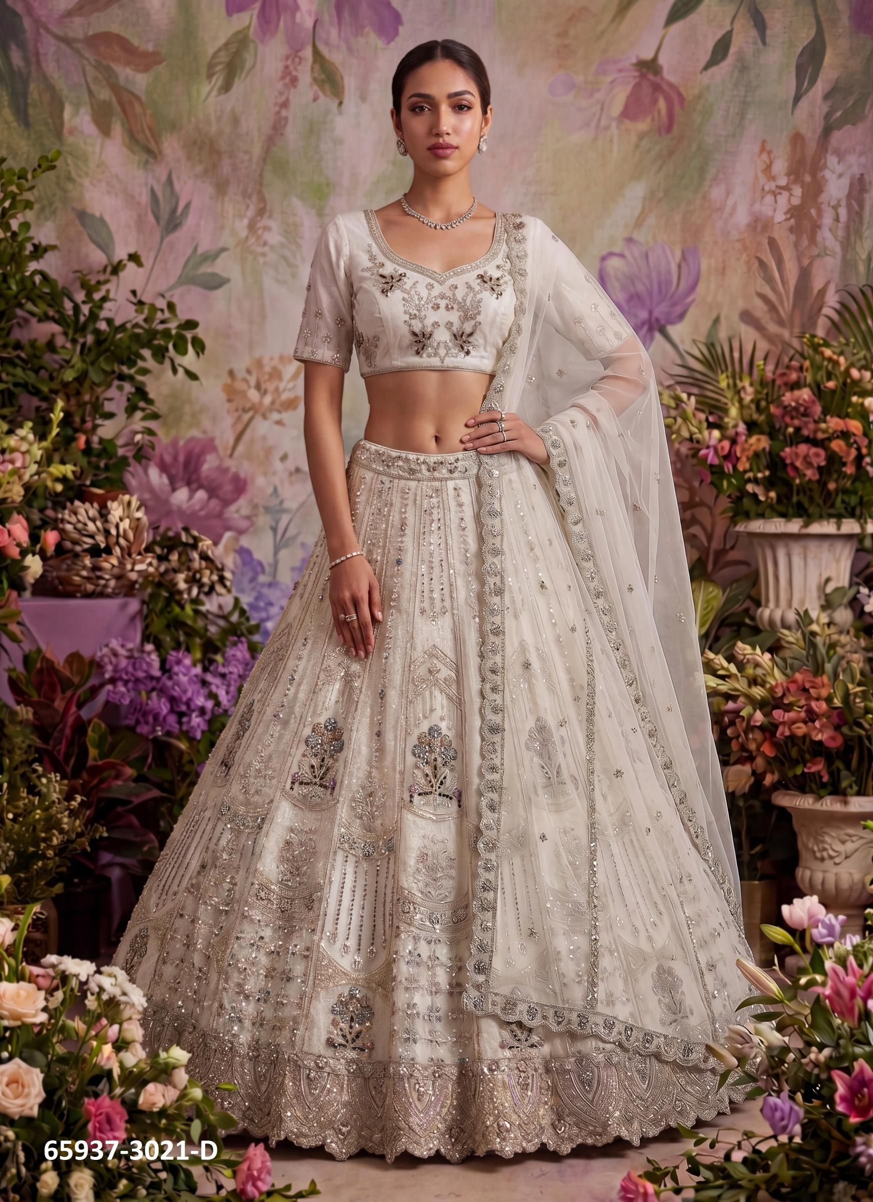 SERIES 3021 - Catalog # 65937 (Set of 4 Semi-Stitched Lehengas)