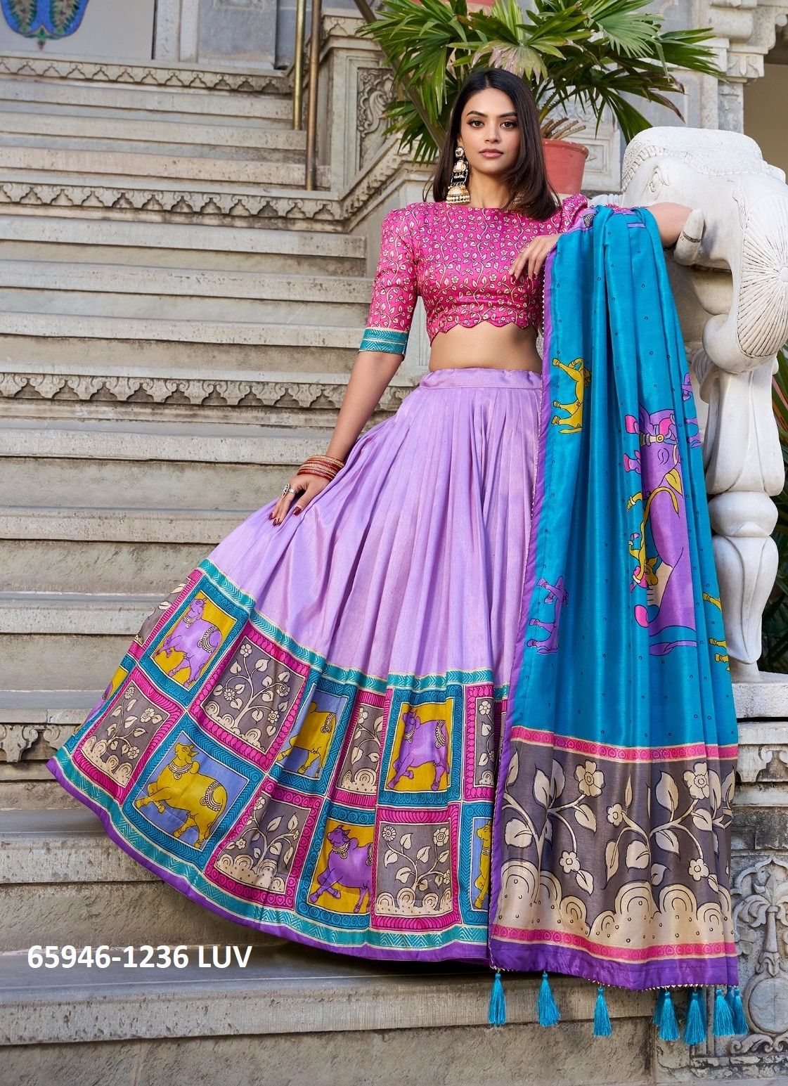 SERIES 1236 - Catalog # 65946 (Set of 4 Semi-Stitched Lehengas) SERIES 1236 - Catalog # 65946 (Set of 4 Semi-Stitched Lehengas)