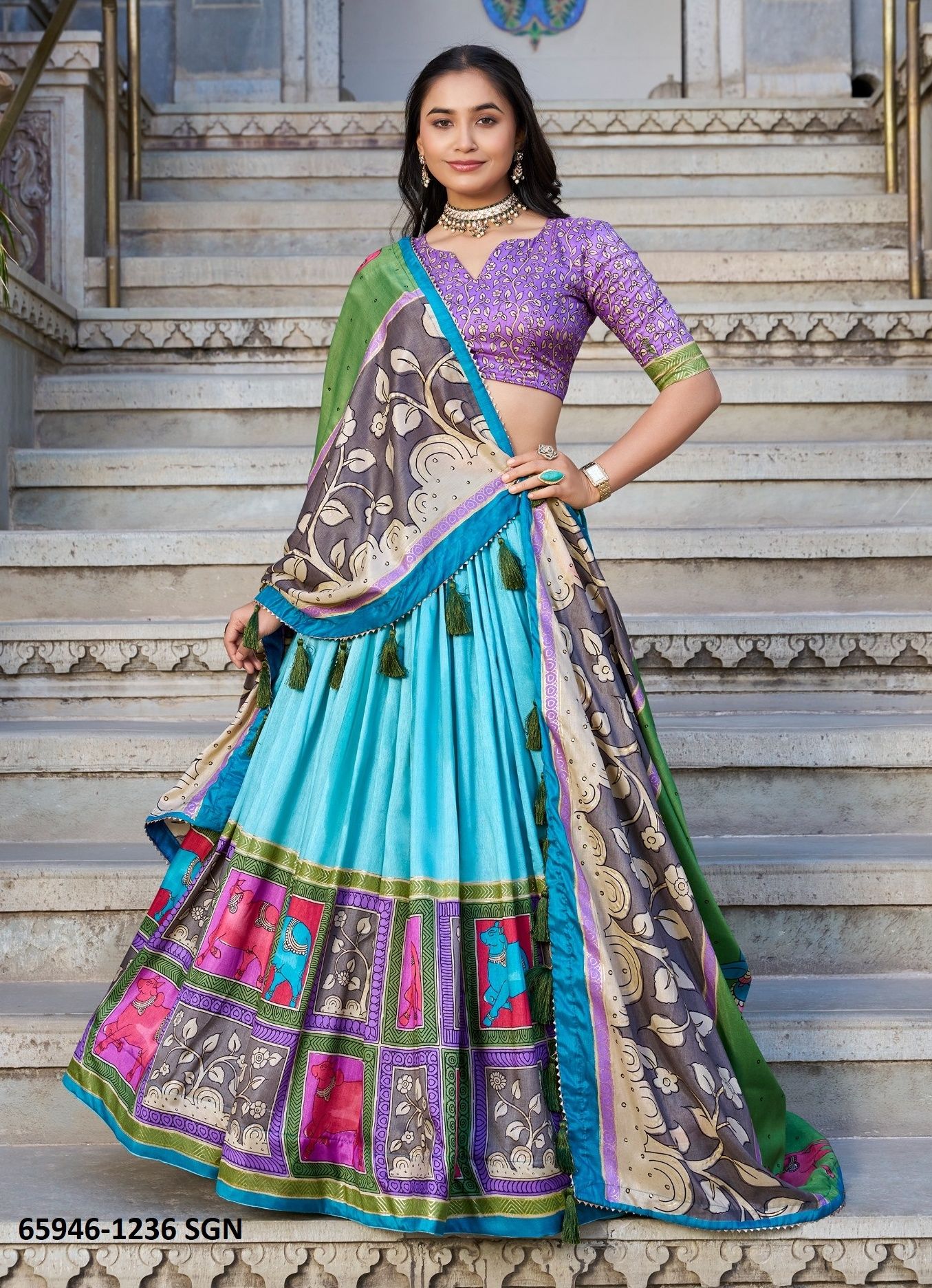 SERIES 1236 - Catalog # 65946 (Set of 4 Semi-Stitched Lehengas) SERIES 1236 - Catalog # 65946 (Set of 4 Semi-Stitched Lehengas)
