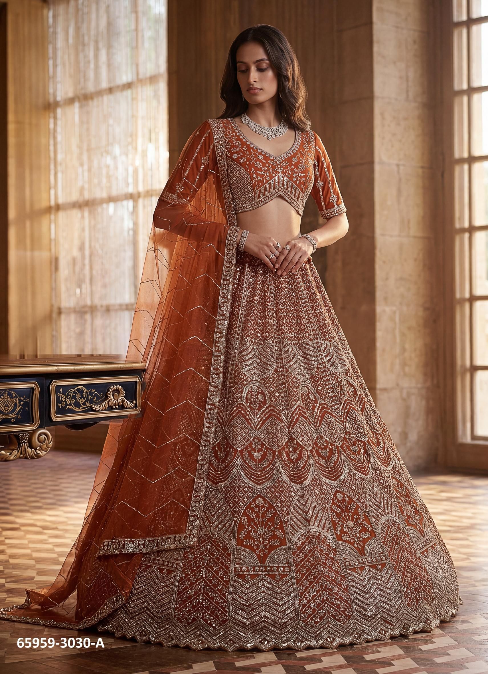 SERIES 3030 - Catalog # 65959 (Set of 3 Semi-Stitched Lehengas) SERIES 3030 - Catalog # 65959 (Set of 3 Semi-Stitched Lehengas)