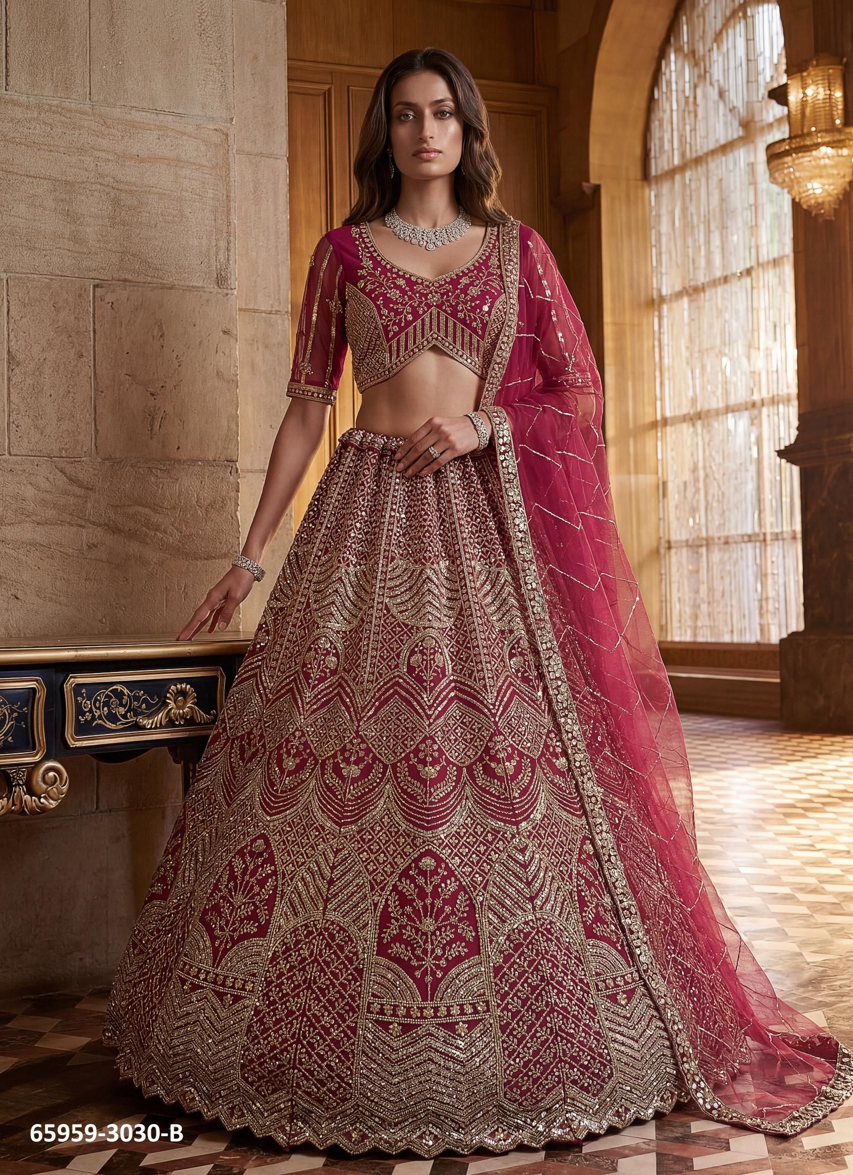 SERIES 3030 - Catalog # 65959 (Set of 3 Semi-Stitched Lehengas) SERIES 3030 - Catalog # 65959 (Set of 3 Semi-Stitched Lehengas)
