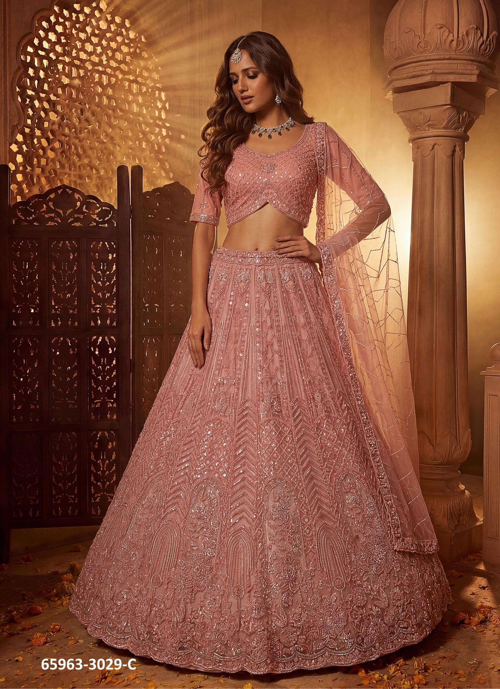 SERIES 3029 - Catalog # 65963 (Set of 3 Semi-Stitched Lehengas) SERIES 3029 - Catalog # 65963 (Set of 3 Semi-Stitched Lehengas)