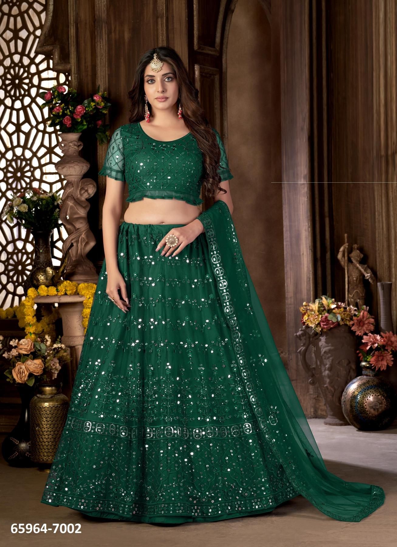 MEHAK - Catalog # 65964 (Set of 4 Semi-Stitched Lehengas)