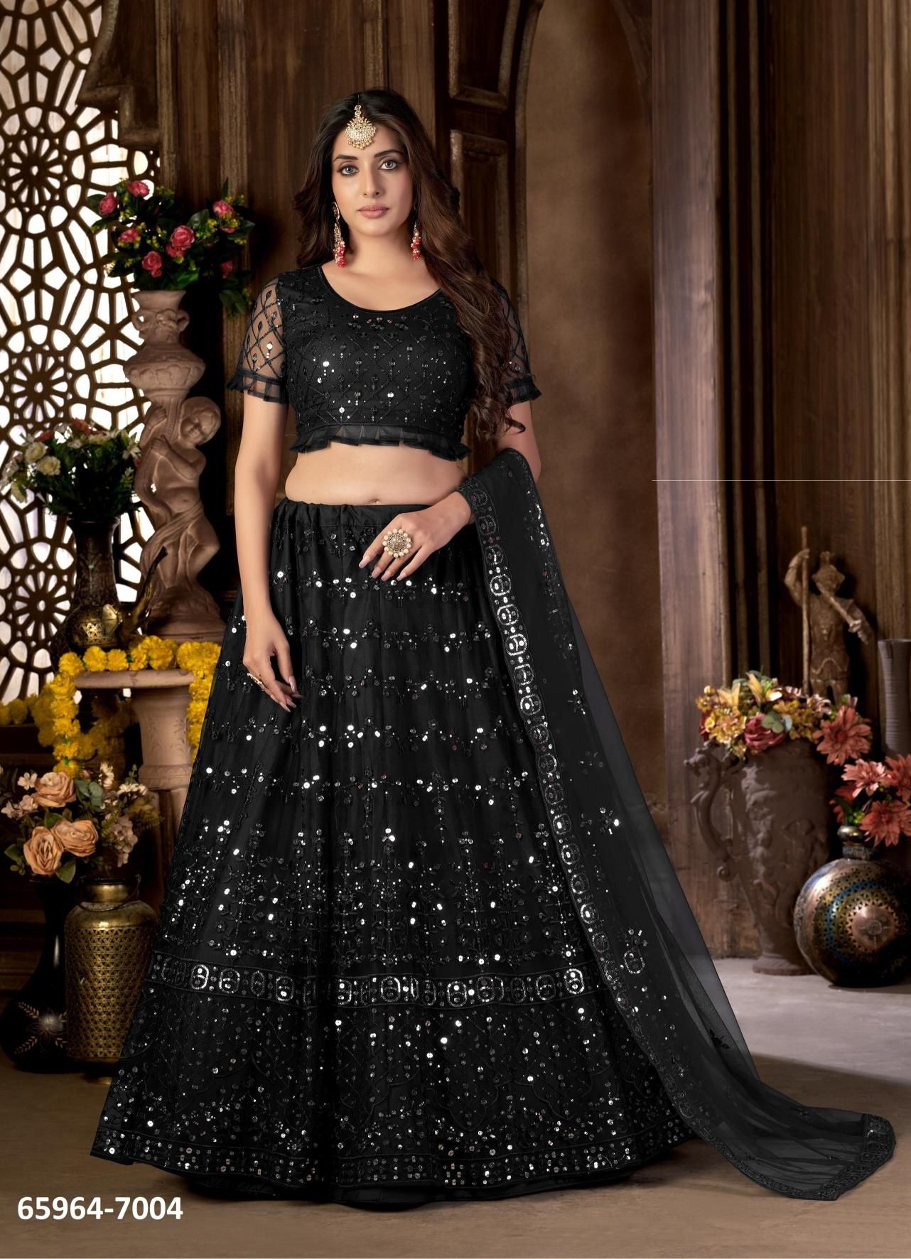 MEHAK - Catalog # 65964 (Set of 4 Semi-Stitched Lehengas)