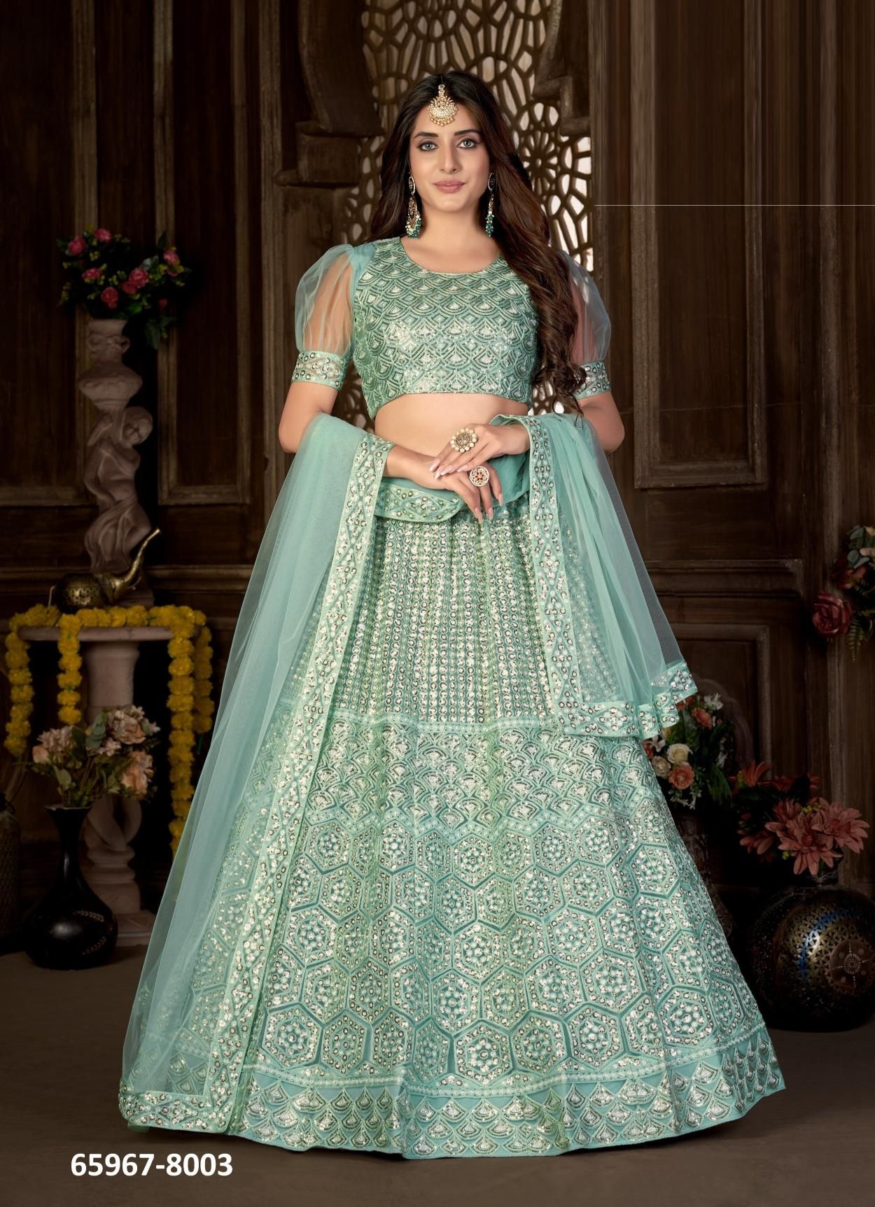 MEHREEN - Catalog # 65967 (Set of 3 Semi-Stitched Lehengas) MEHREEN - Catalog # 65967 (Set of 3 Semi-Stitched Lehengas)
