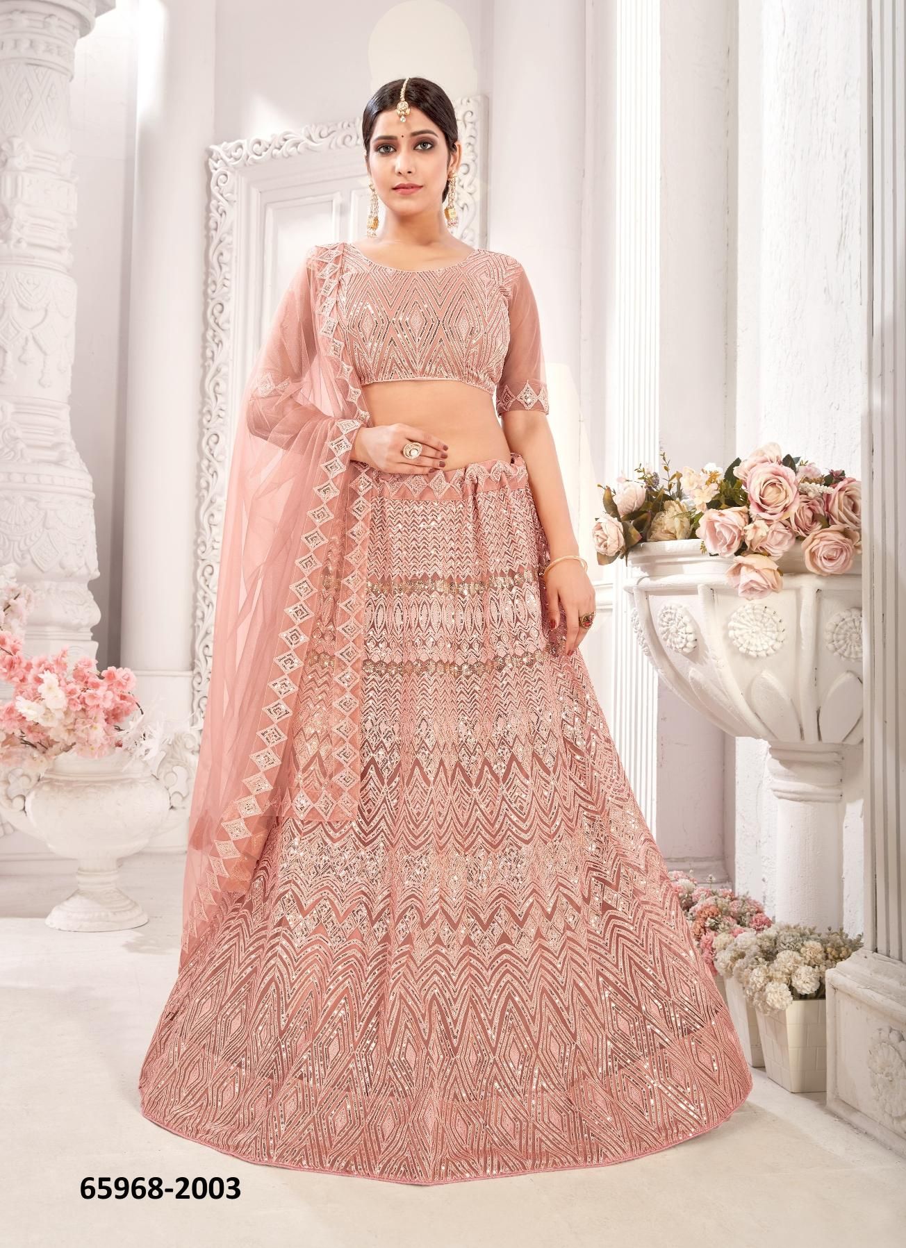 NASRIN - Catalog # 65968 (Set of 4 Semi-Stitched Lehengas)